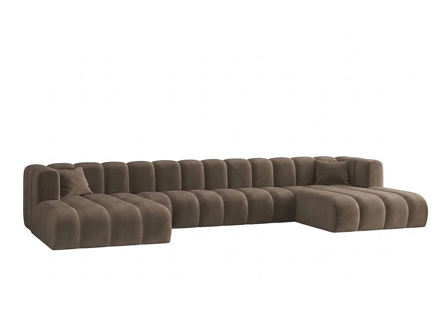 Modulares Ecksofa in U-Form, Velvet-Stoff Riviera, Braun, GRAND U XL