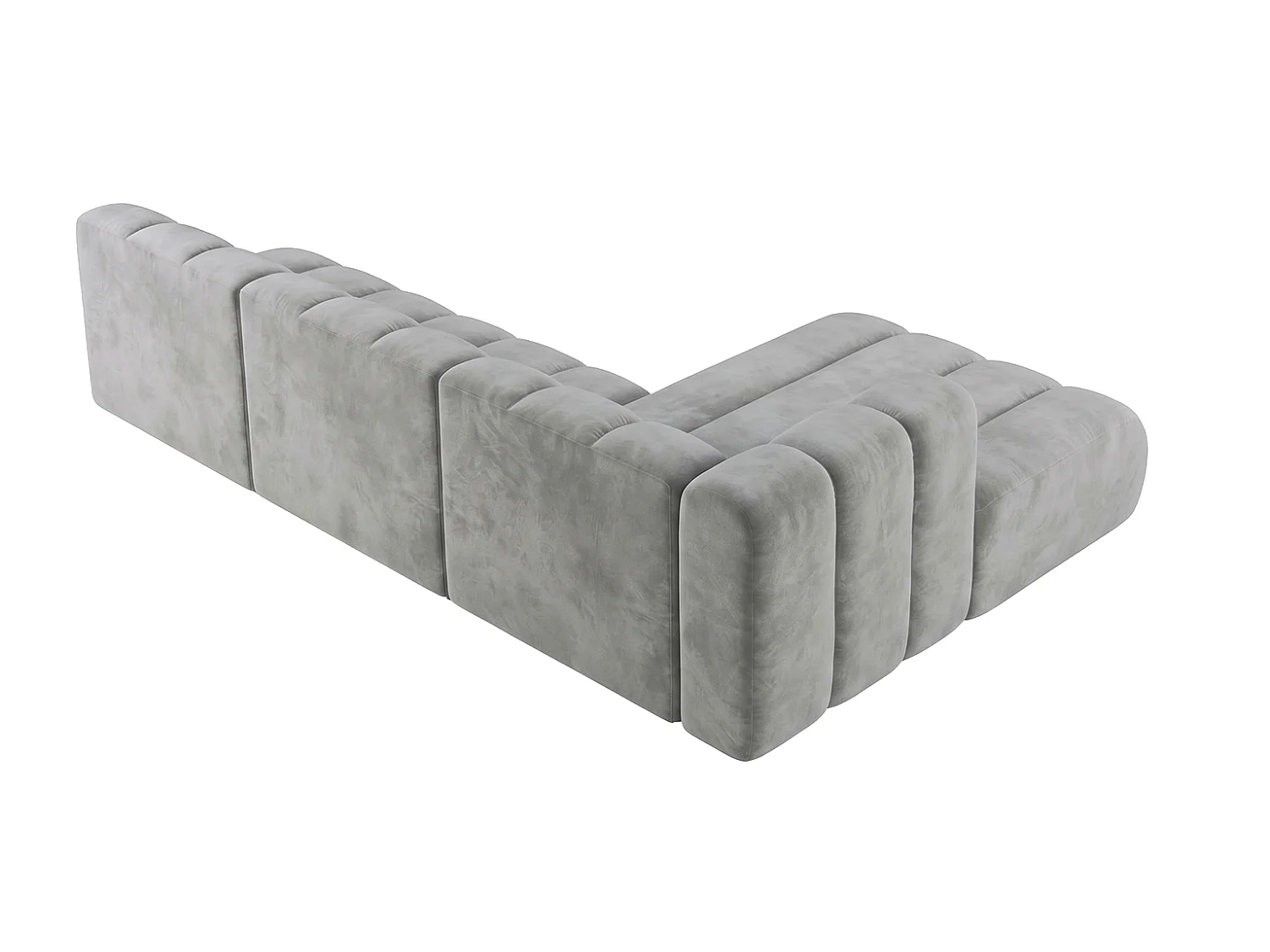 Canapé d’angle modulable en L, tissu velours Riviera, Gris, droite, GRAND 295 cm