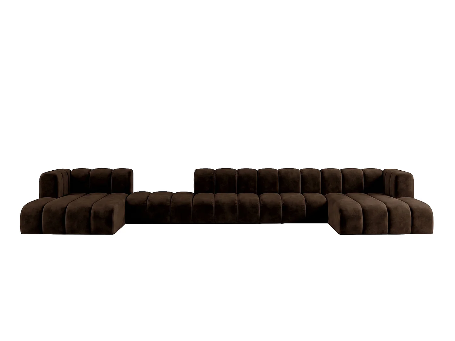 Modulares Ecksofa in U-Form mit flexiblem Hocker, Schokolade, GRAND U BIG 500 cm