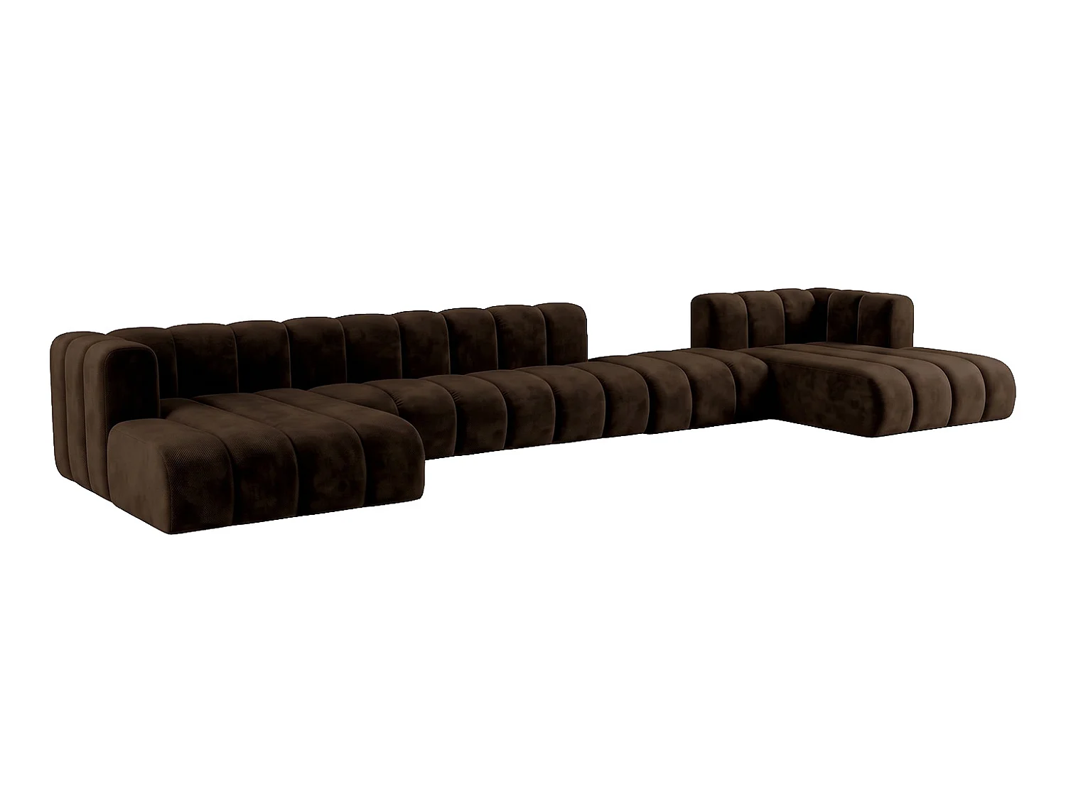 Modulares Ecksofa in U-Form mit flexiblem Hocker, Schokolade, GRAND U BIG 500 cm