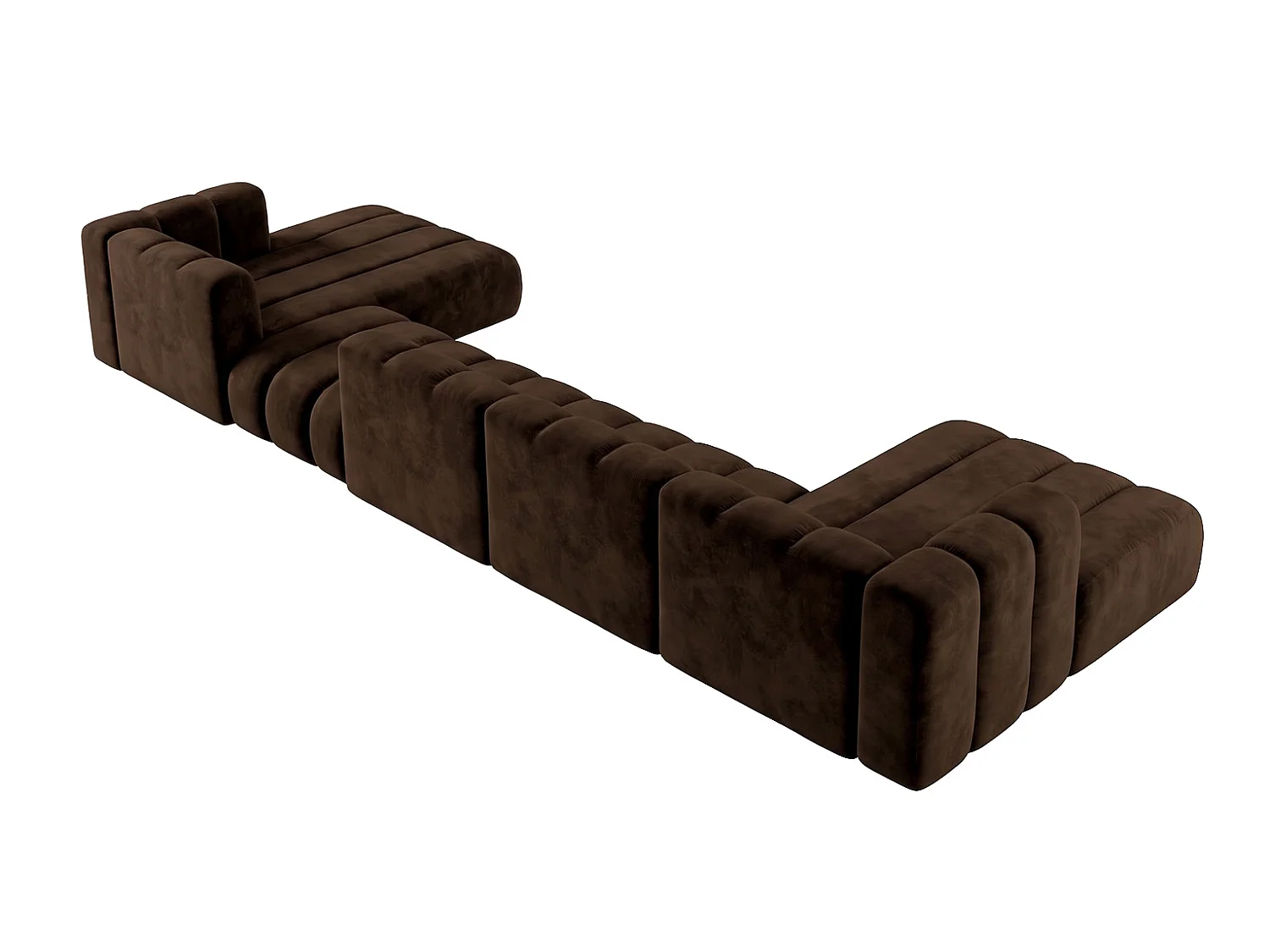 Modulares Ecksofa in U-Form mit flexiblem Hocker, Schokolade, GRAND U BIG 500 cm