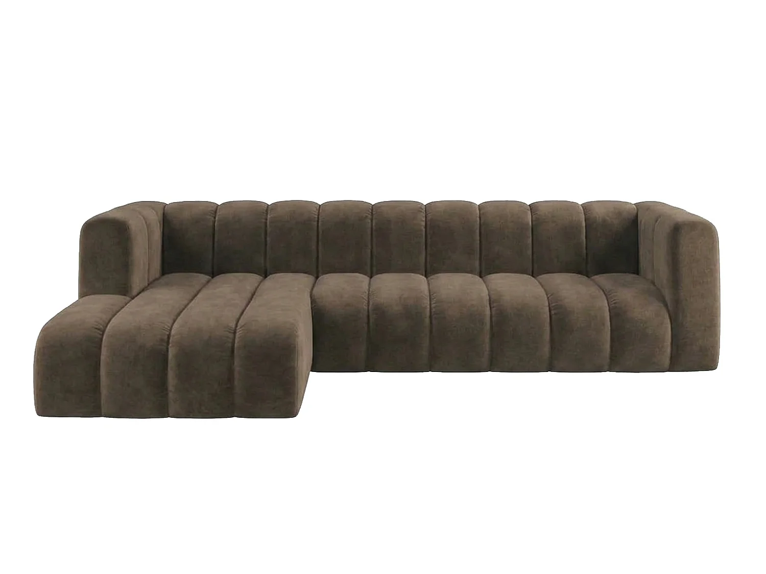 Modulares Ecksofa in L-Form, Velvet-Stoff Riviera, Braun, Links, GRAND 318 cm
