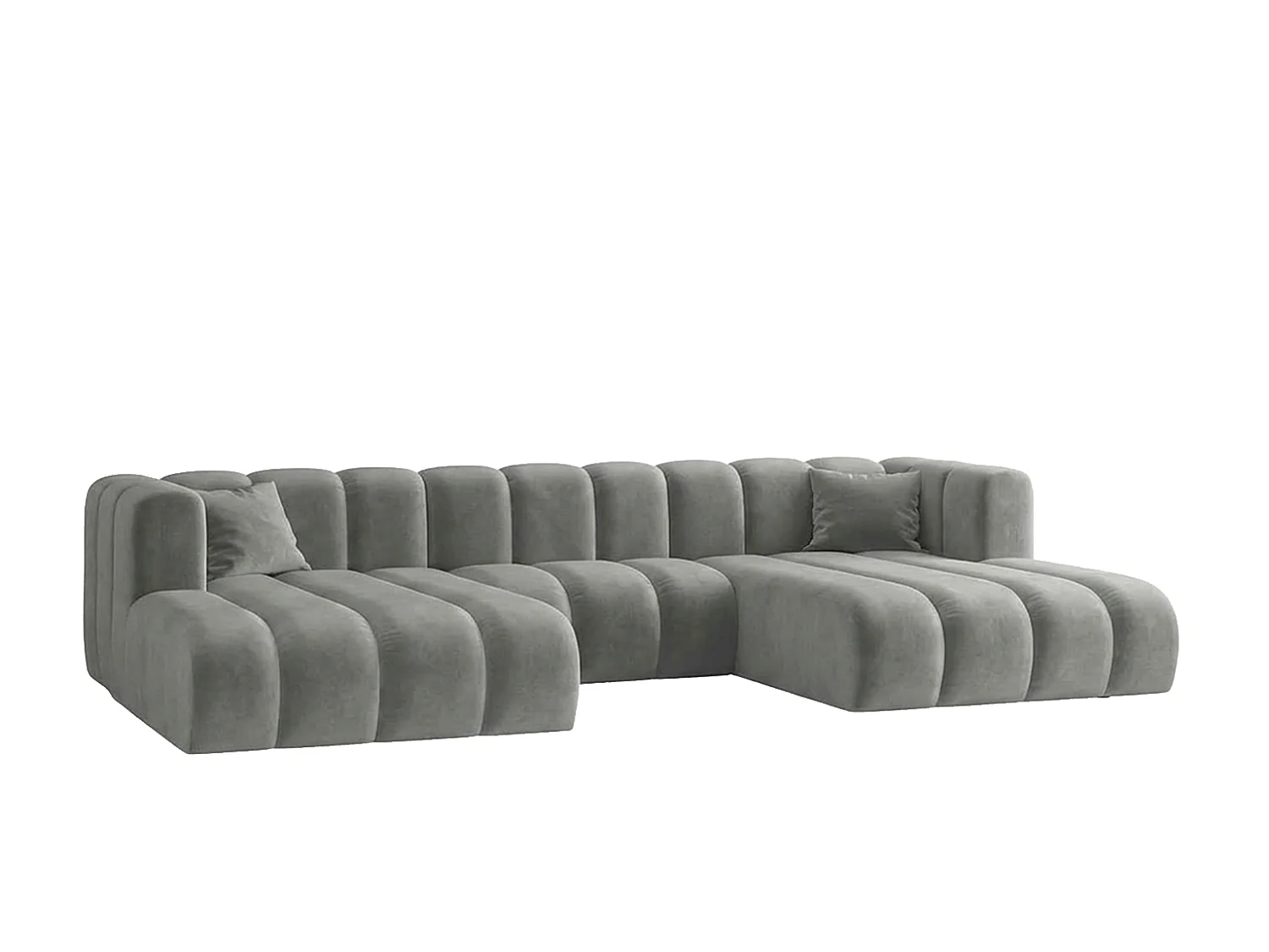 Canapé d’angle modulable en U, tissu velours Riviera, Gris, GRAND U