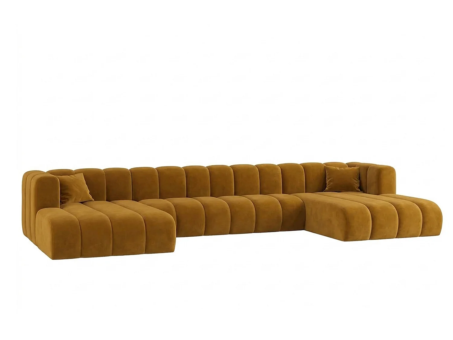 Narożnik modułowy w kształcie U, tkanina welwet Riviera, Musztardowy, GRAND U XL