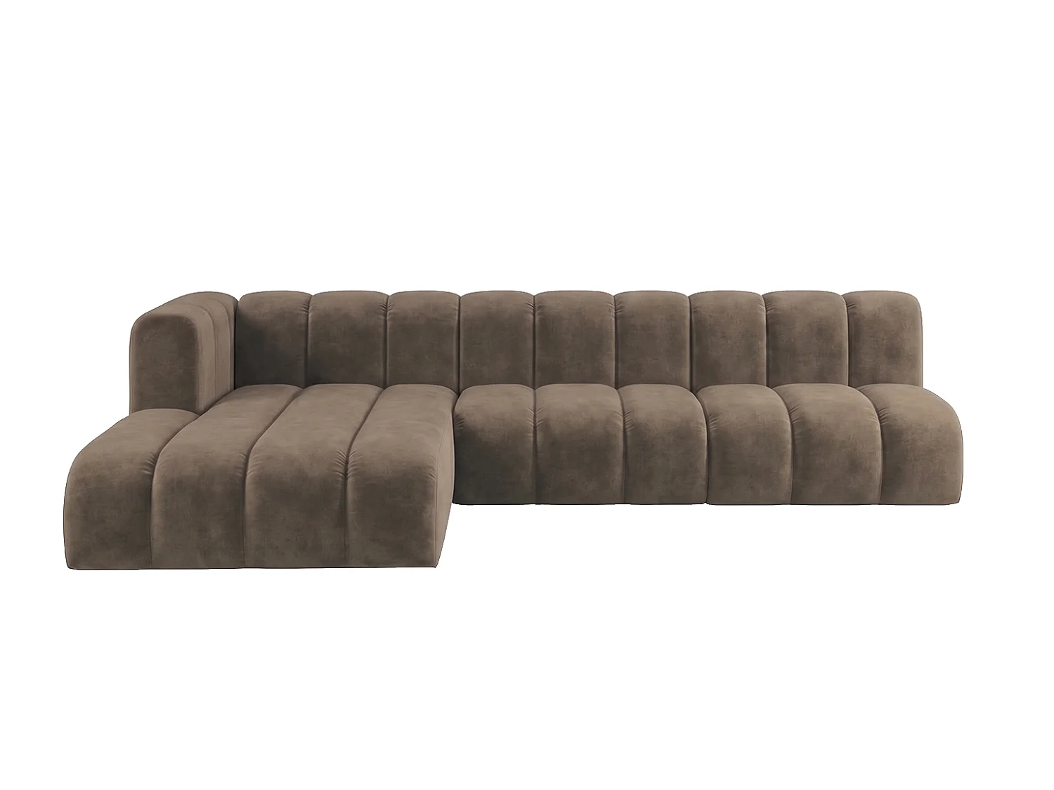 Modulares Ecksofa in L-Form, Velvet-Stoff Riviera, Braun, Links, GRAND 295 cm