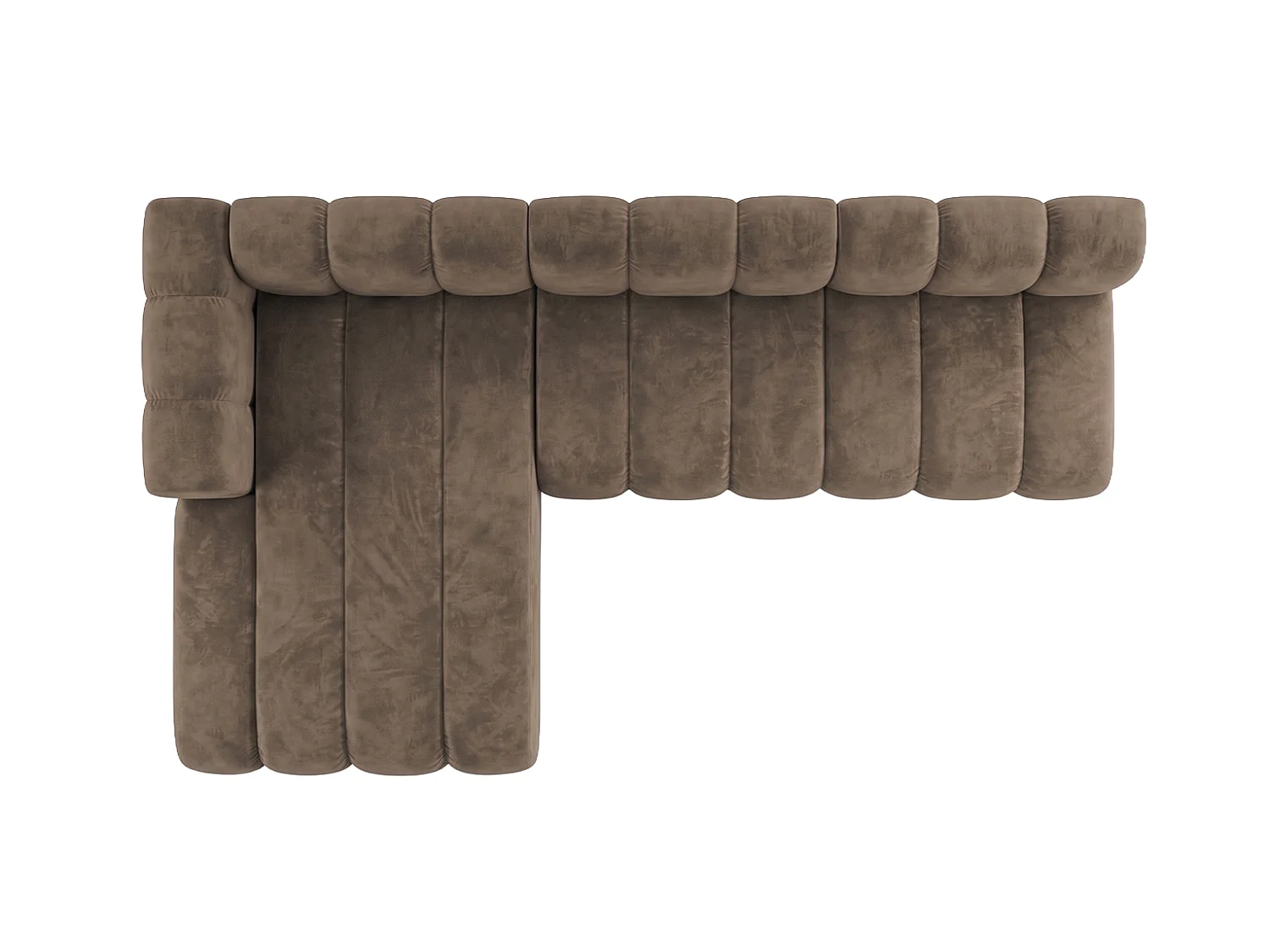 Modulares Ecksofa in L-Form, Velvet-Stoff Riviera, Braun, Links, GRAND 295 cm