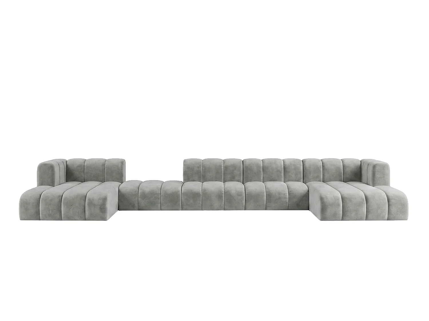 Canapé d’angle modulable en U avec pouf repositionnable, Gris, GRAND U BIG 500 cm