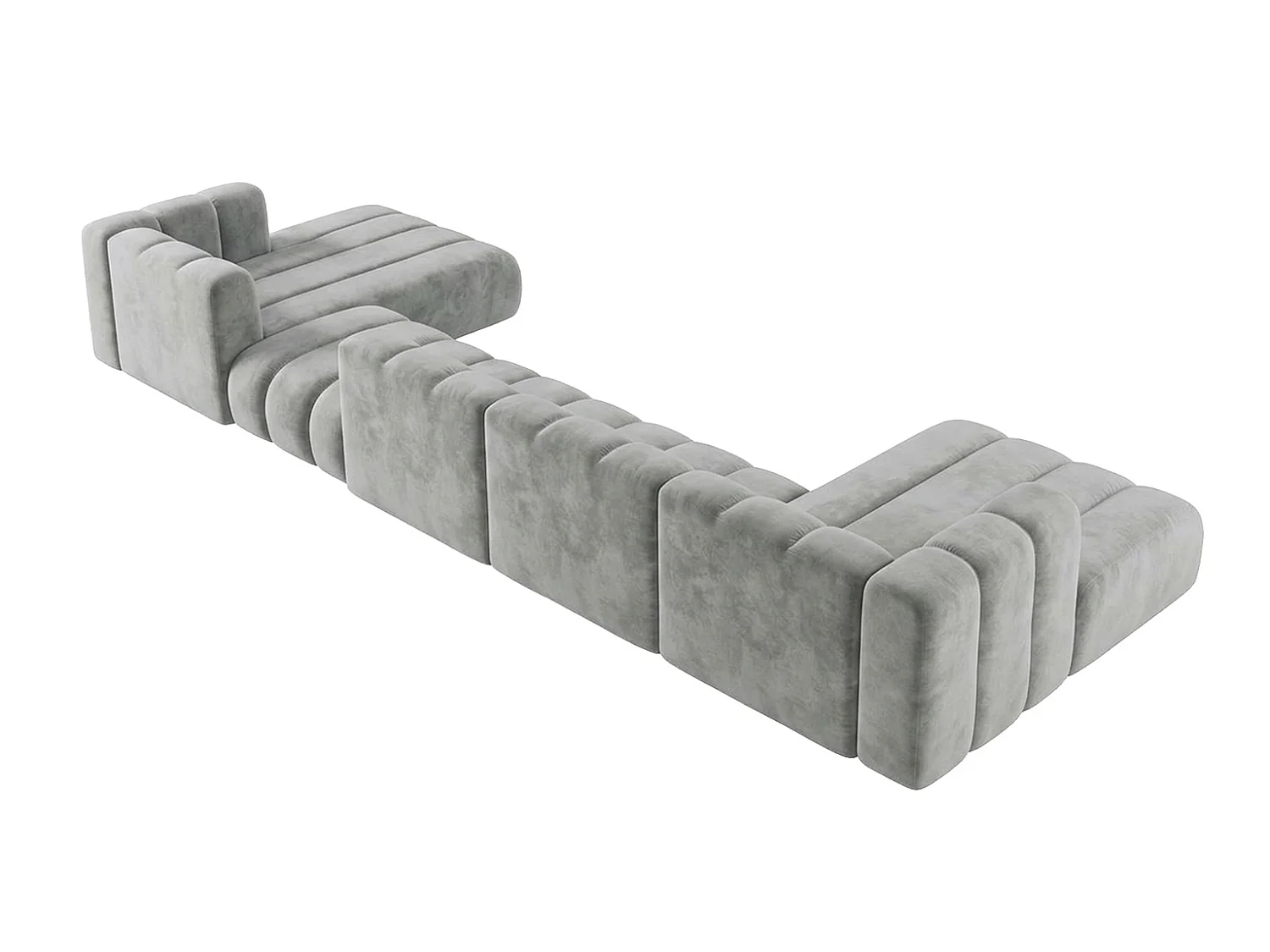 Canapé d’angle modulable en U avec pouf repositionnable, Gris, GRAND U BIG 500 cm