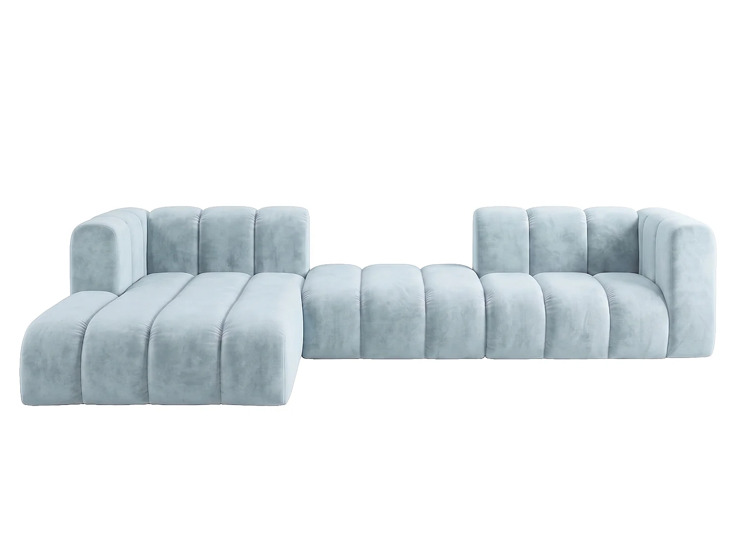 Narożnik modułowy w kształcie L, tkanina welwet Riviera, Baby blue, Lewy, GRAND 319 cm
