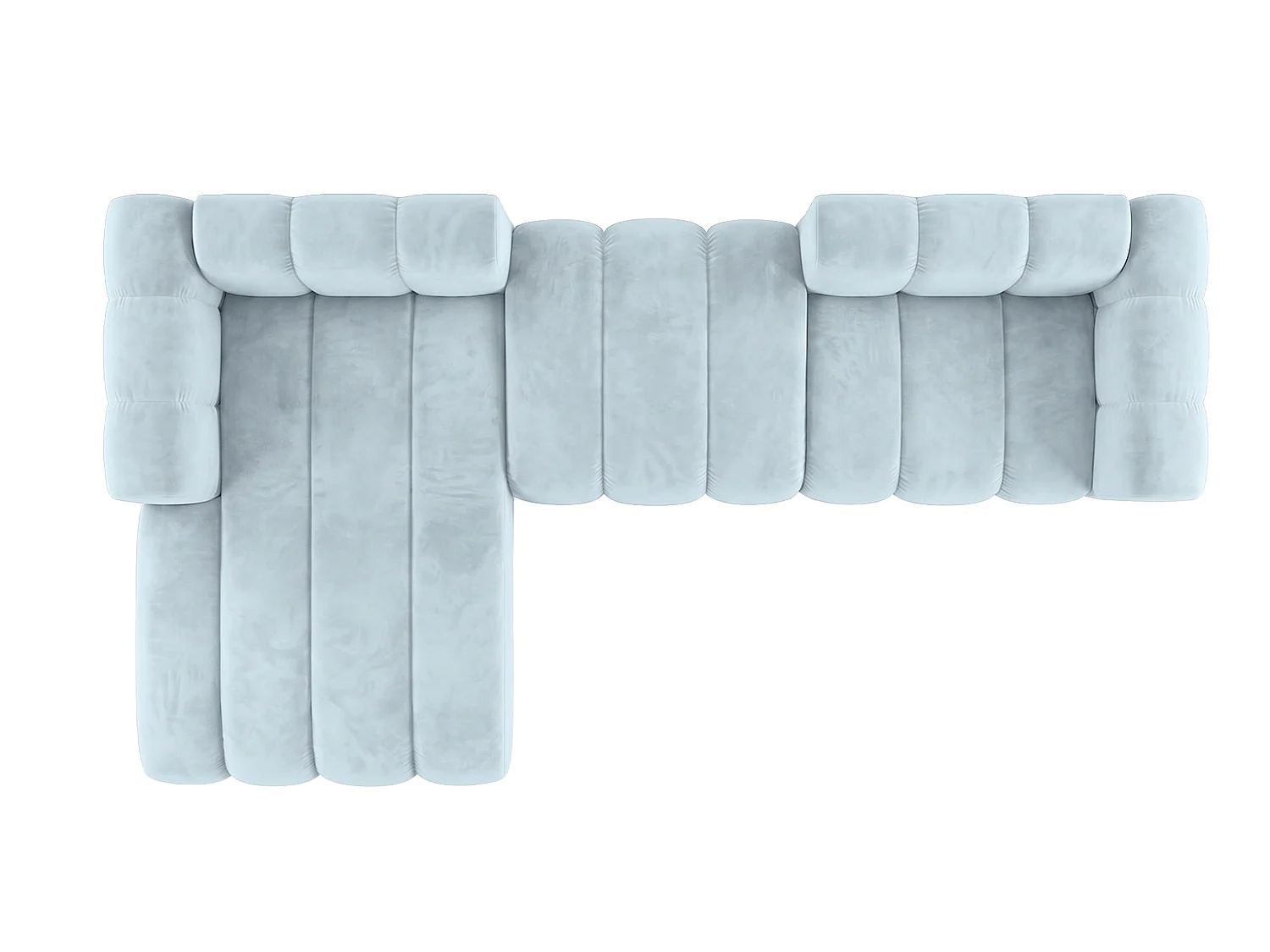 Narożnik modułowy w kształcie L, tkanina welwet Riviera, Baby blue, Lewy, GRAND 319 cm