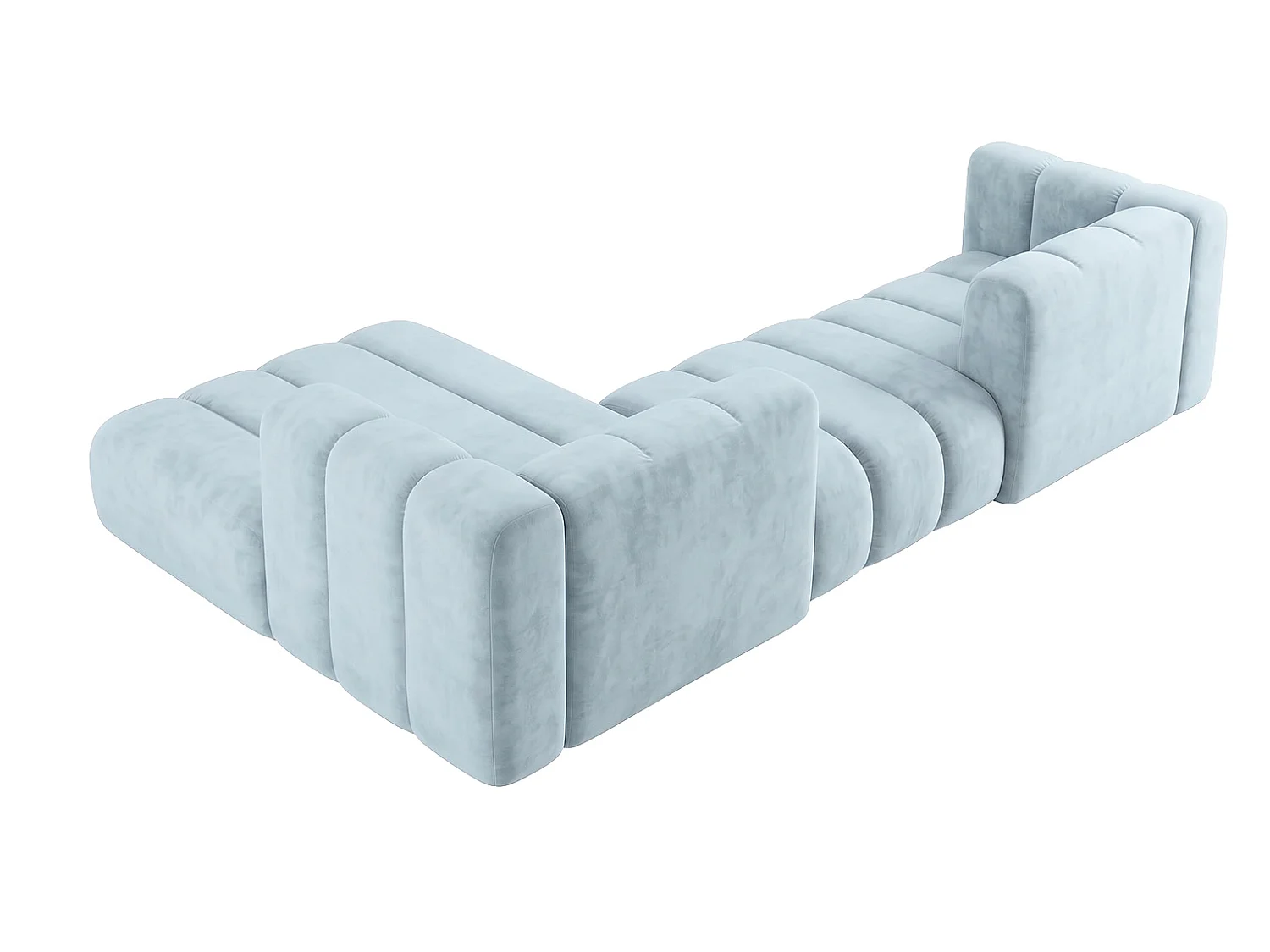 Narożnik modułowy w kształcie L, tkanina welwet Riviera, Baby blue, Lewy, GRAND 319 cm