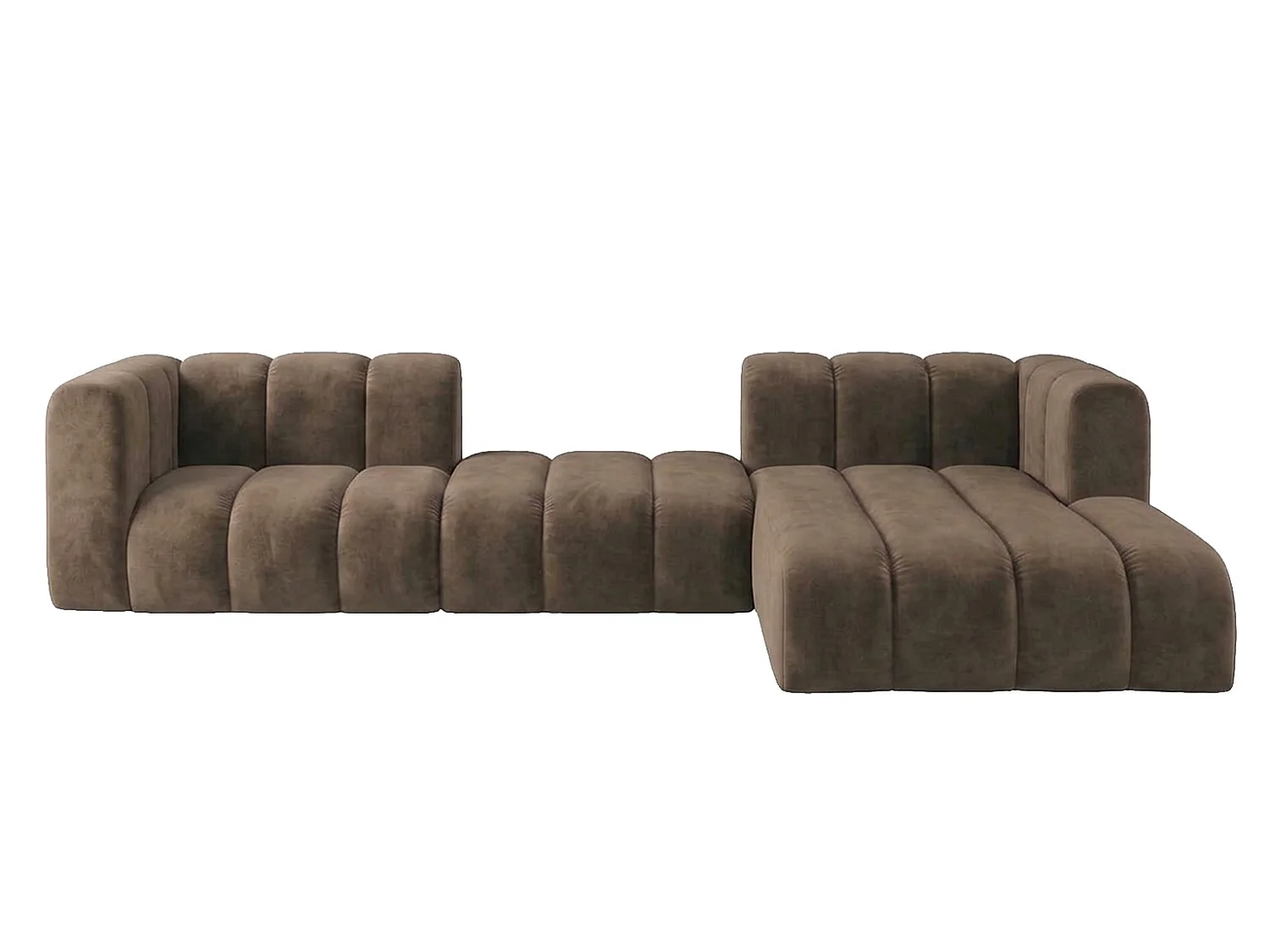 Modulares Ecksofa in L-Form, Velvet-Stoff Riviera, Braun, Rechts, GRAND 319 cm