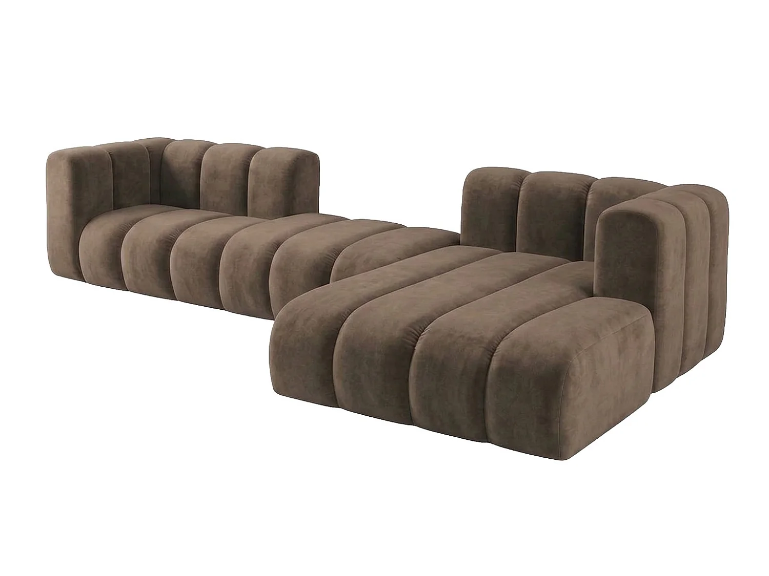 Modulares Ecksofa in L-Form, Velvet-Stoff Riviera, Braun, Rechts, GRAND 319 cm