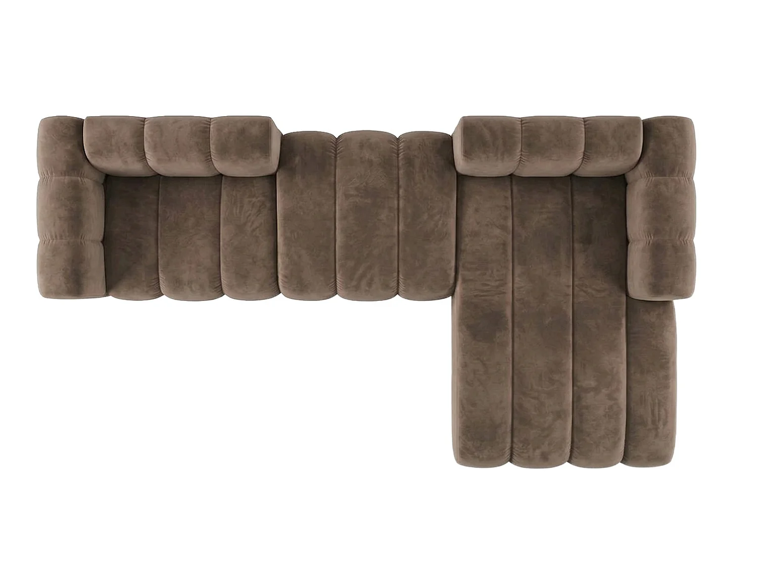 Modulares Ecksofa in L-Form, Velvet-Stoff Riviera, Braun, Rechts, GRAND 319 cm