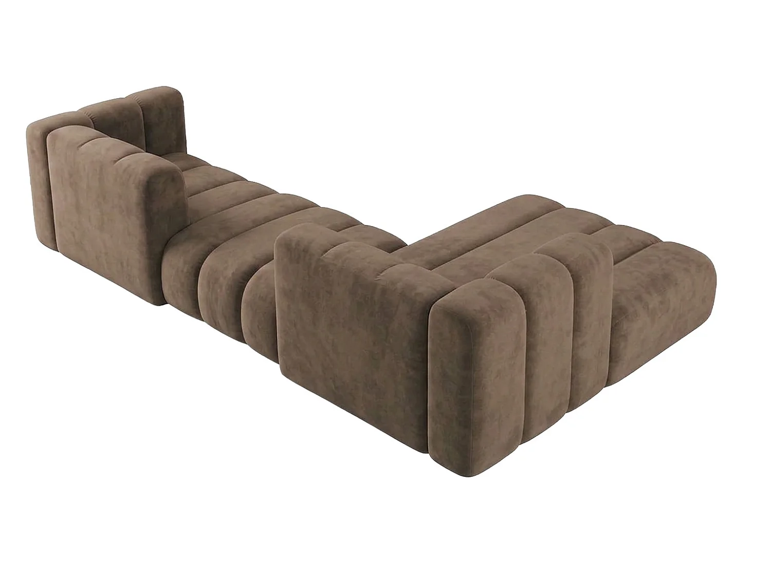 Modulares Ecksofa in L-Form, Velvet-Stoff Riviera, Braun, Rechts, GRAND 319 cm