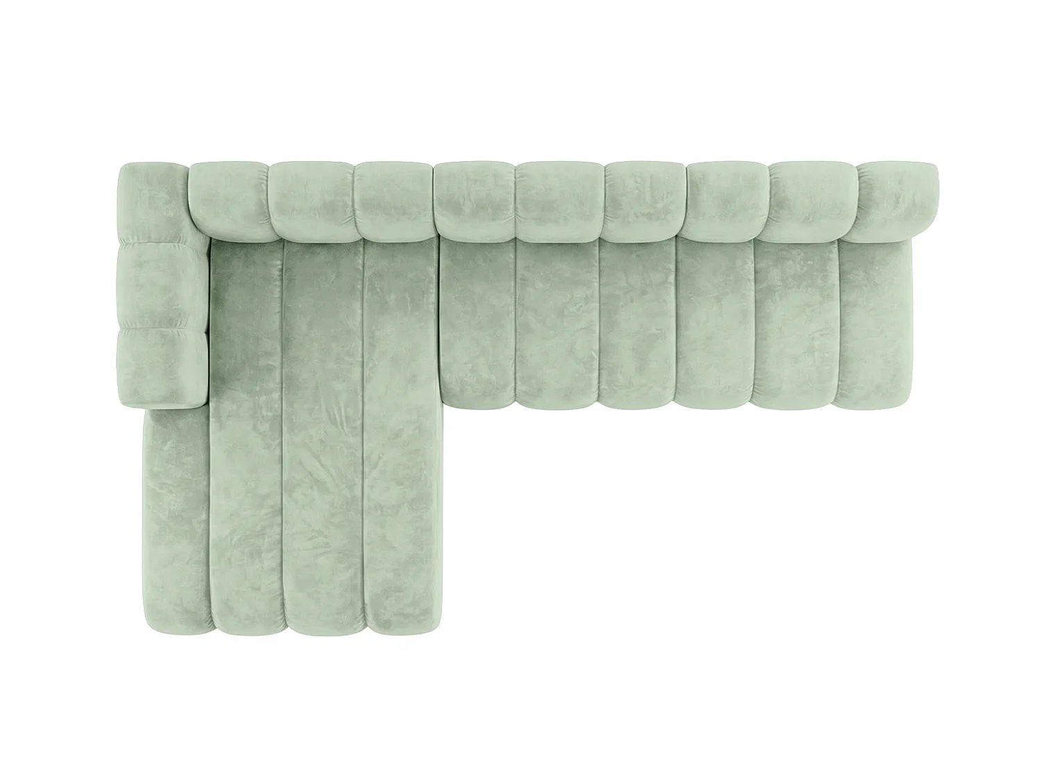 Modulaire hoekbank in L-vorm, fluwelen stof Riviera, Mintgroen, links, GRAND 295 cm