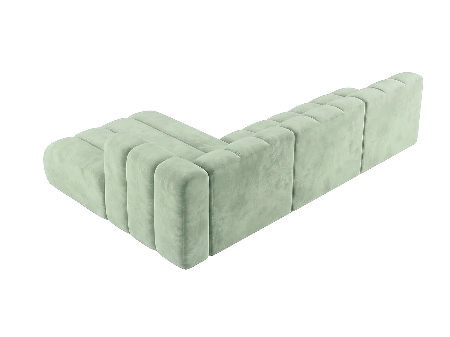 Modulaire hoekbank in L-vorm, fluwelen stof Riviera, Mintgroen, links, GRAND 295 cm