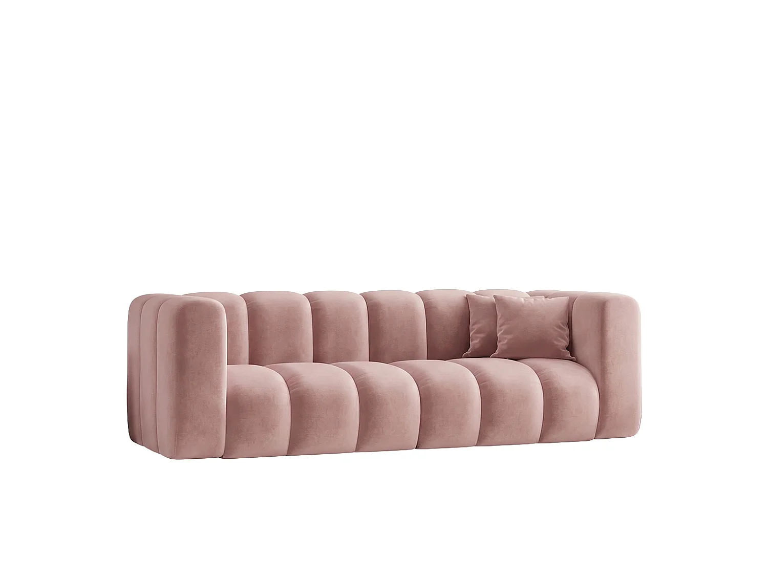 Canapé modulable 3 places, tissu velours Riviera, Rose clair, GRAND