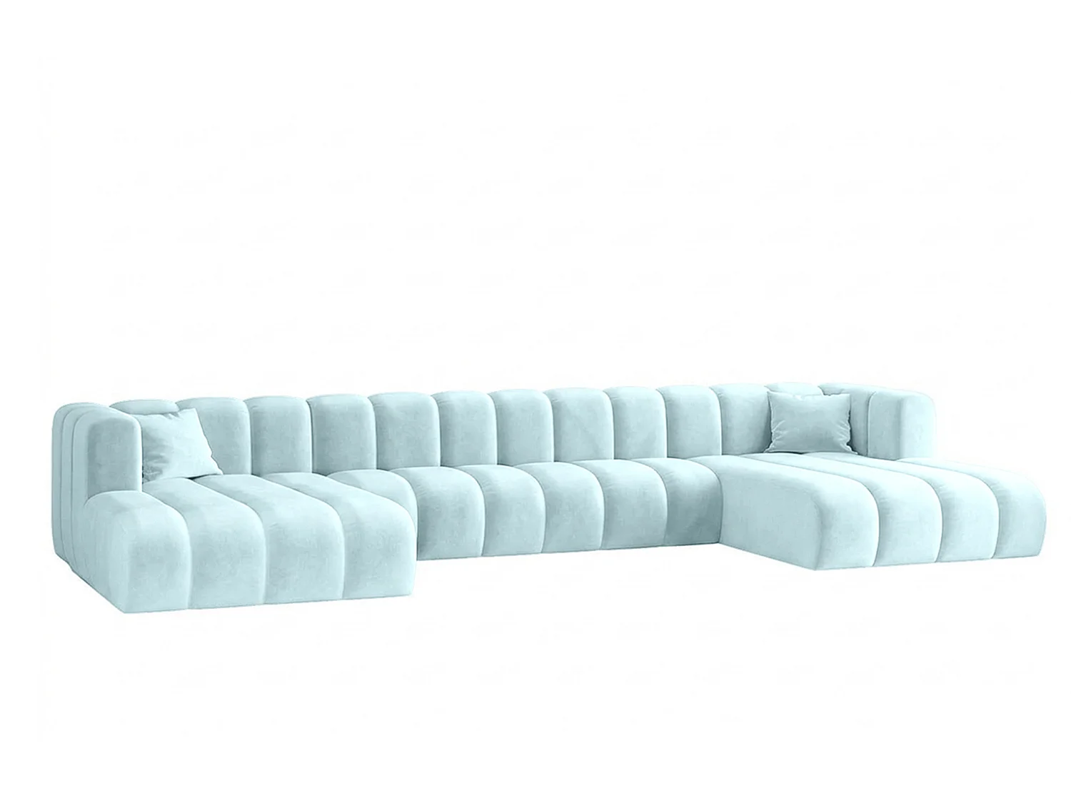 Narożnik modułowy w kształcie U, tkanina welwet Riviera, Baby blue, GRAND U XL