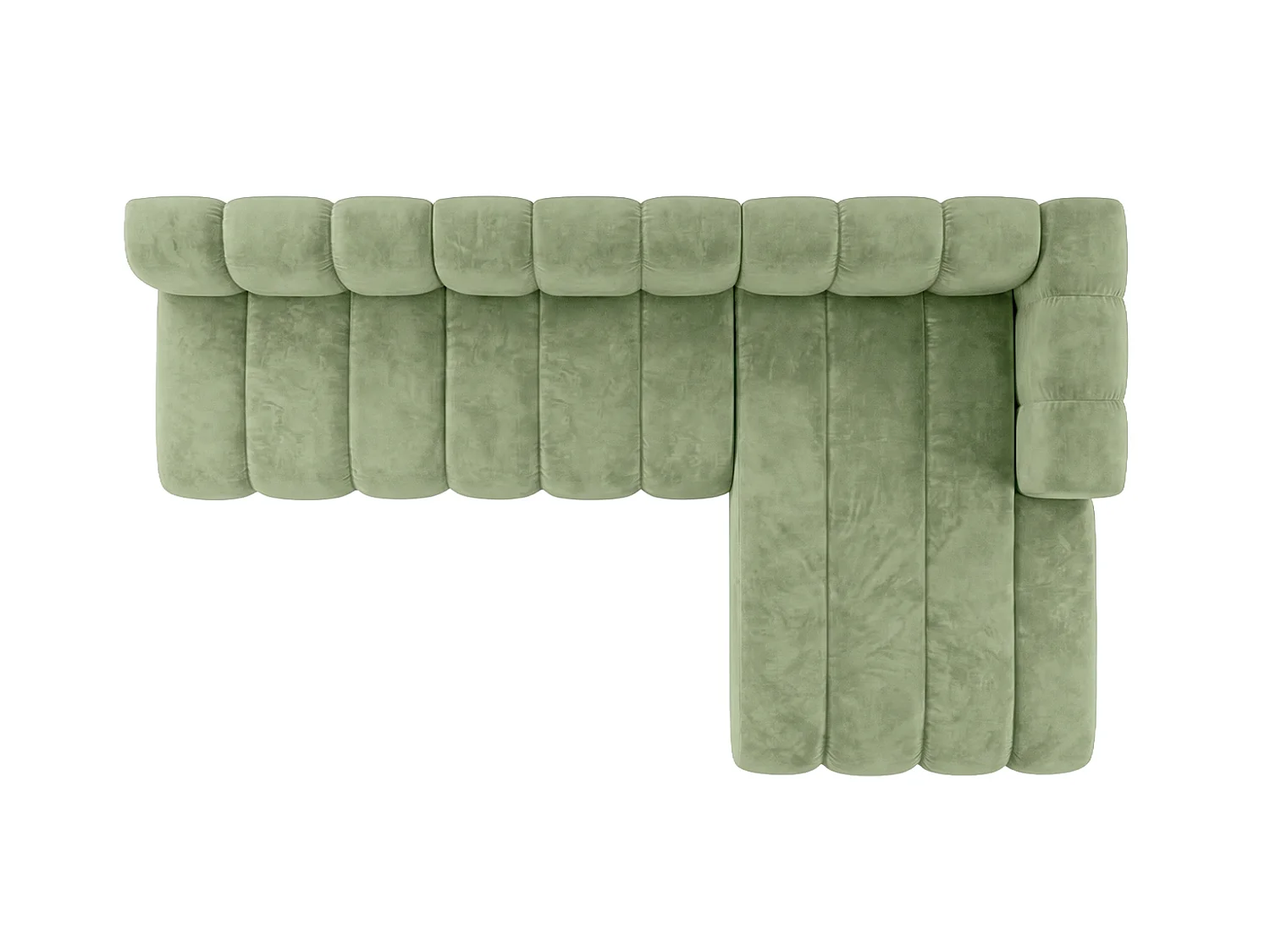 Canapé d’angle modulable en L, tissu velours Riviera, Olive, droite, GRAND 295 cm
