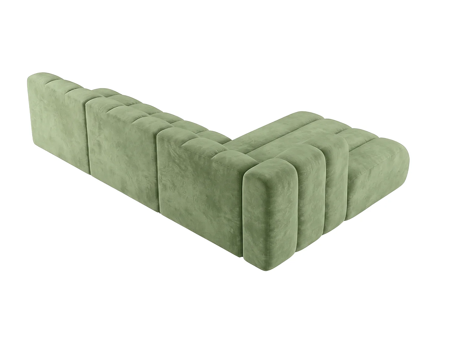 Canapé d’angle modulable en L, tissu velours Riviera, Olive, droite, GRAND 295 cm