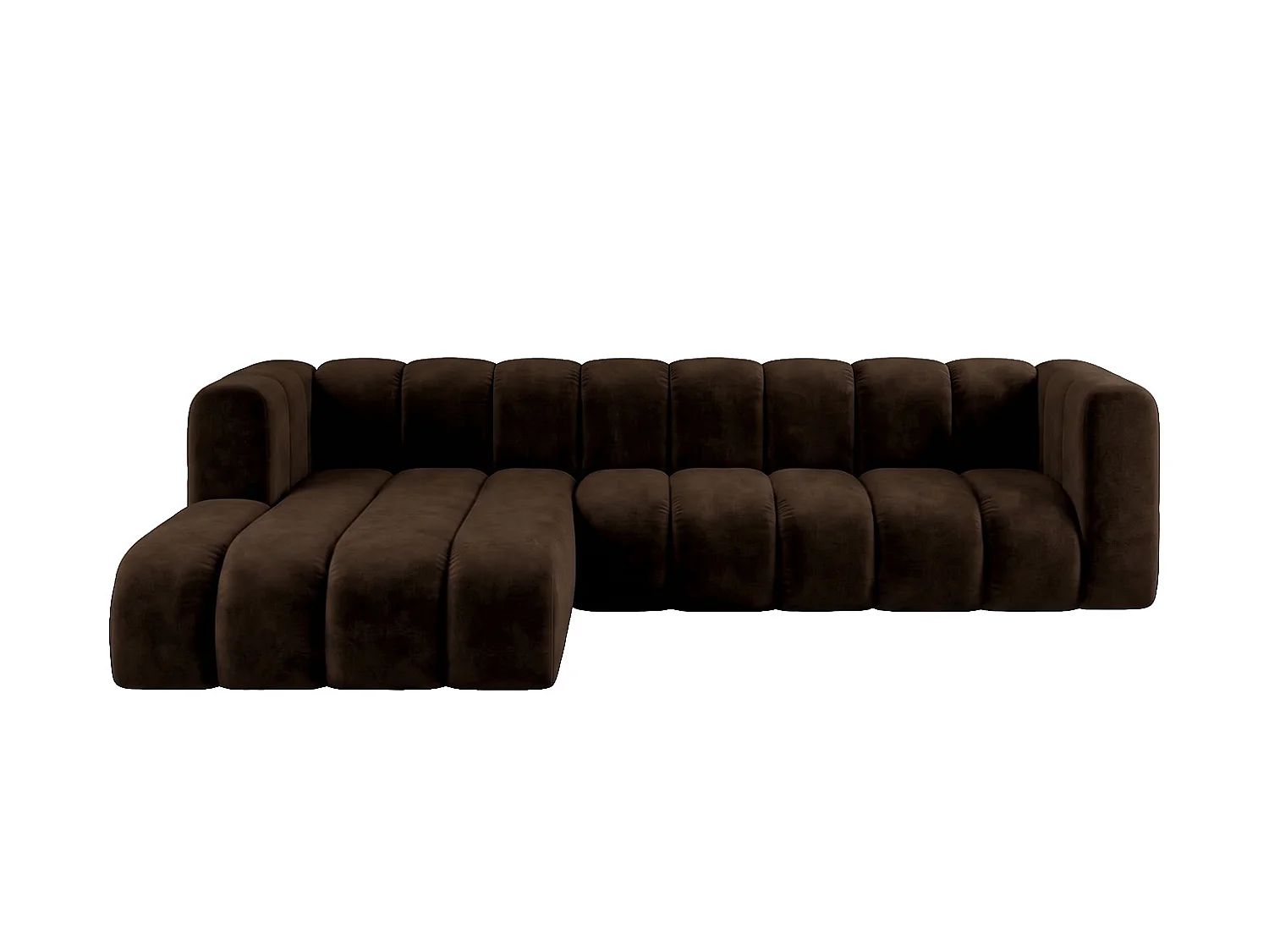 Modulares Ecksofa in L-Form, Velvet-Stoff Riviera, Schokolade, Links, GRAND 287 cm