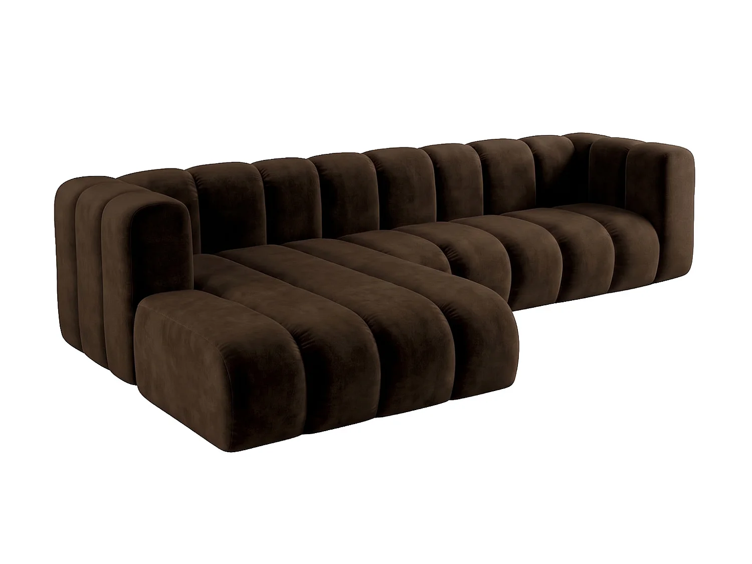Modulares Ecksofa in L-Form, Velvet-Stoff Riviera, Schokolade, Links, GRAND 287 cm