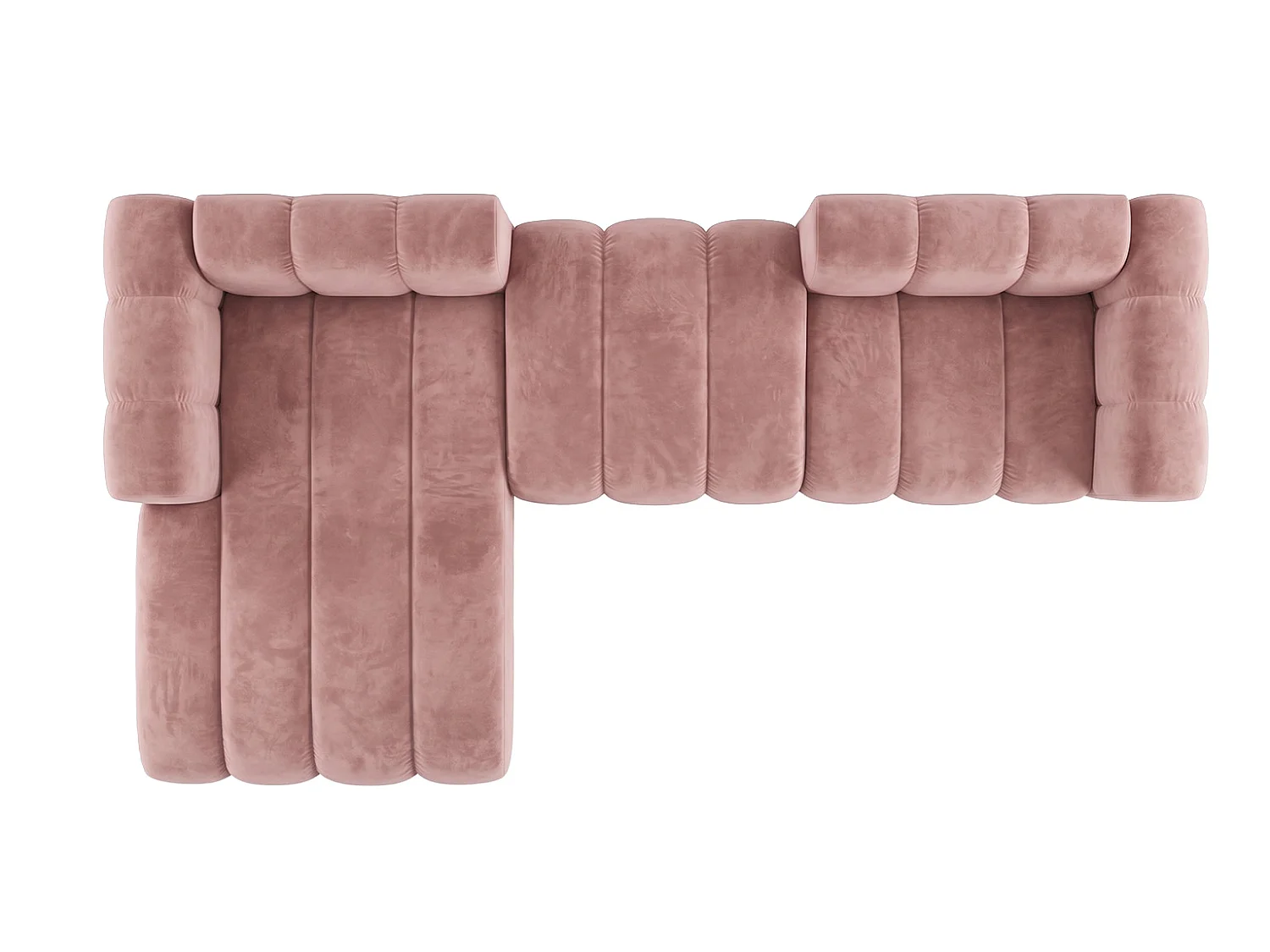 Canapé d’angle modulable en L, tissu velours Riviera, Rose clair, gauche, GRAND 319 cm