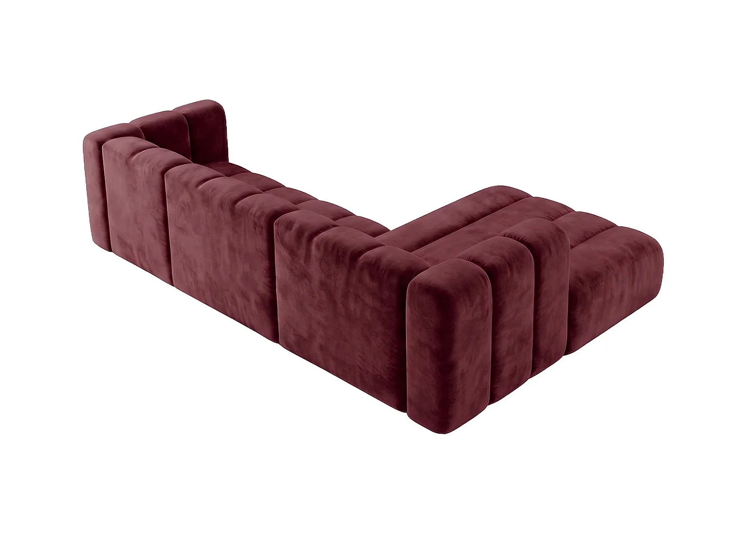 Canapé d’angle modulable en L, tissu velours Riviera, Bordeaux, droite, GRAND 287 cm