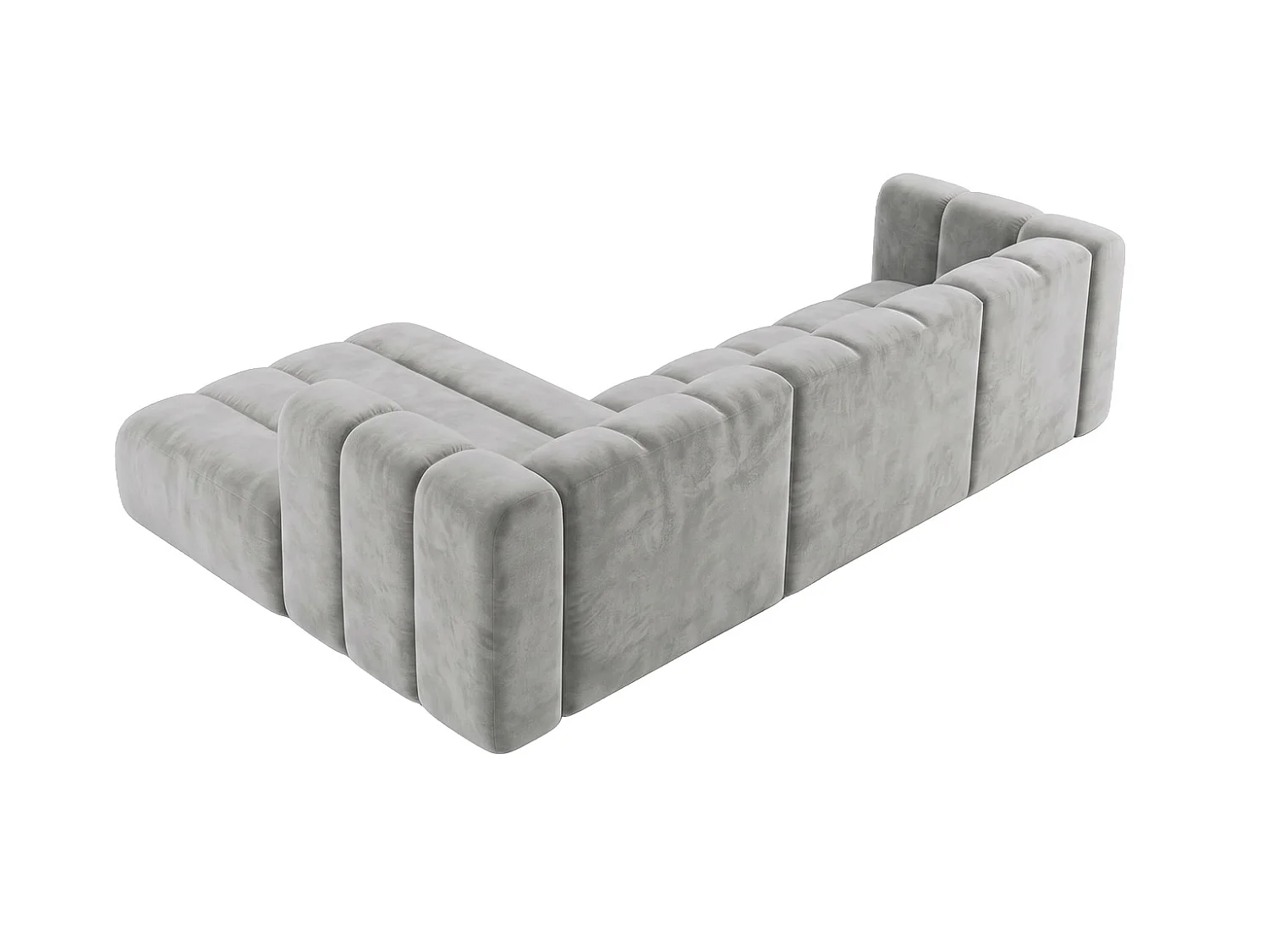 Canapé d’angle modulable en L, tissu velours Riviera, Gris, gauche, GRAND 287 cm