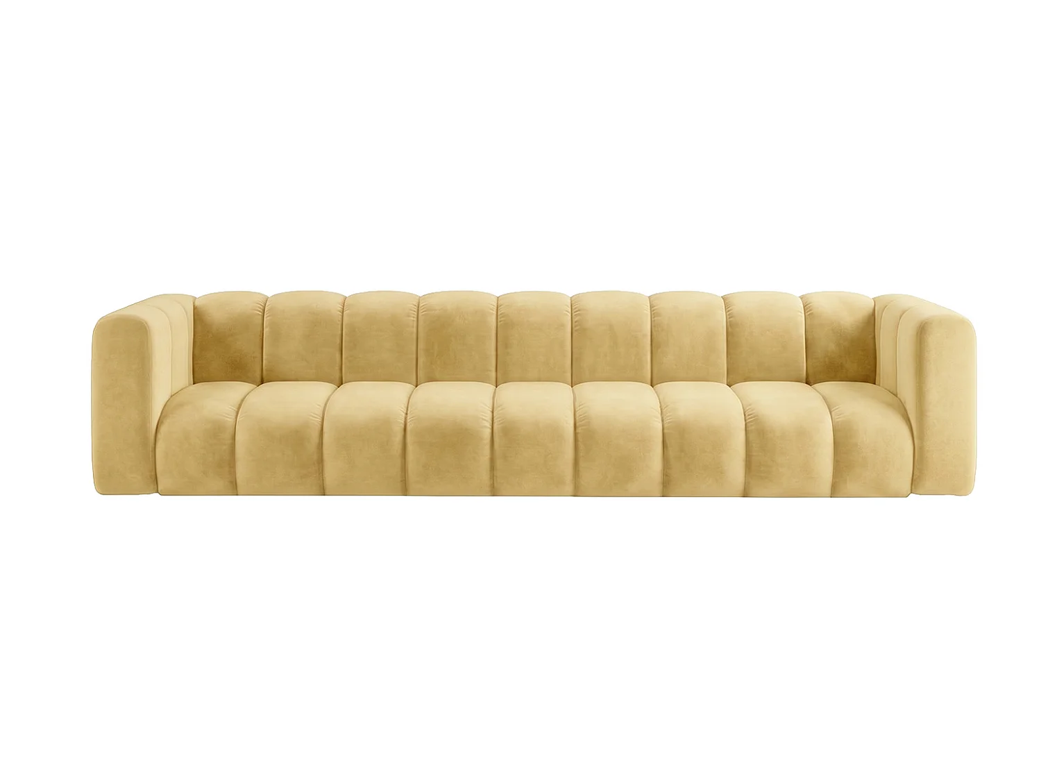 Canapé modulable 5 places, tissu velours Riviera, Beurre, GRAND