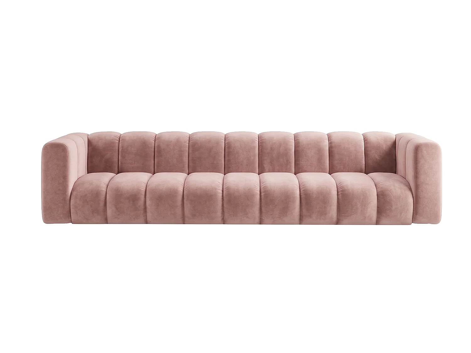 Canapé modulable 5 places, tissu velours Riviera, Rose clair, GRAND