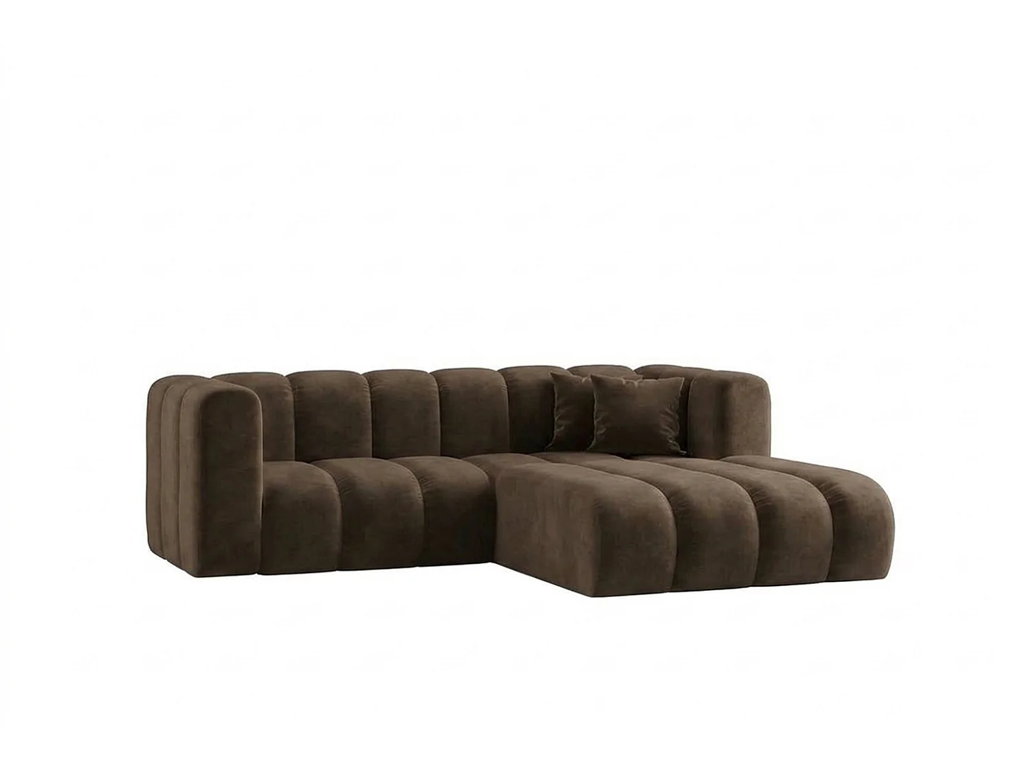 Modulares Ecksofa in L-Form, Velvet-Stoff Riviera, Braun, Rechts, GRAND