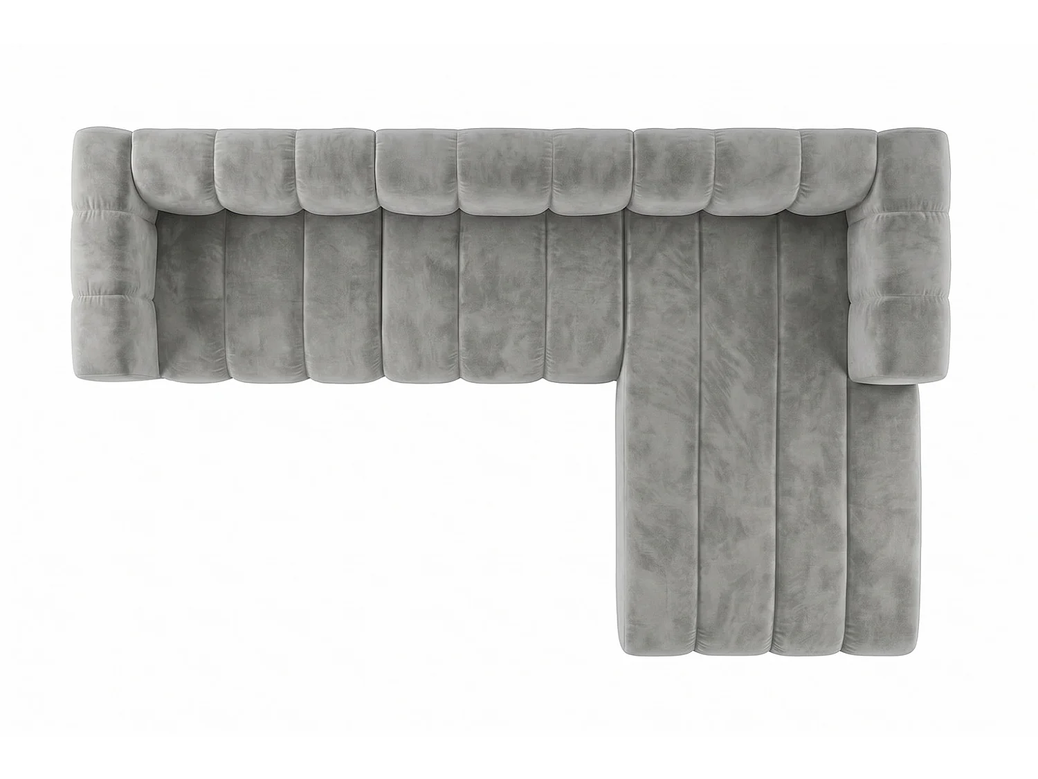 Canapé d’angle modulable en L, tissu velours Riviera, Gris, droite, GRAND 318 cm
