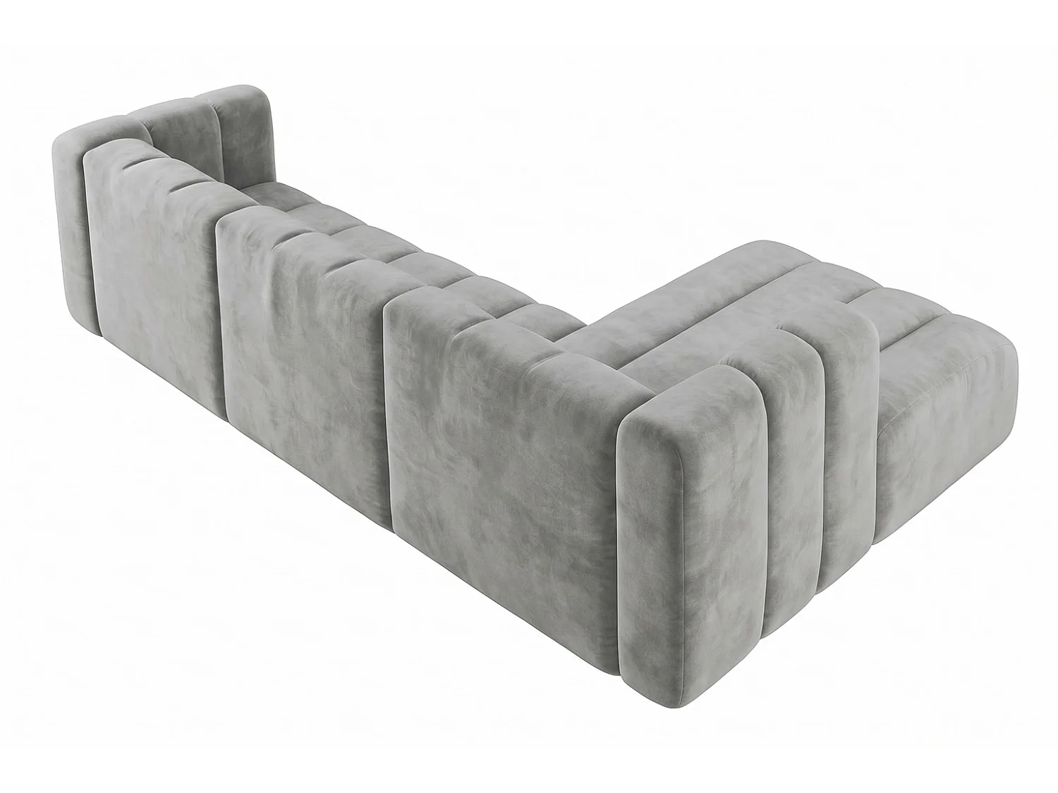 Canapé d’angle modulable en L, tissu velours Riviera, Gris, droite, GRAND 318 cm