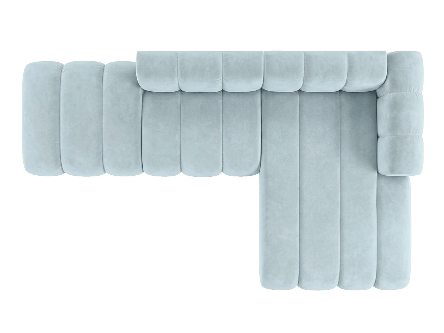 Narożnik modułowy w kształcie L z pufą, tkanina welwet Riviera, Baby blue, Prawy, GRAND Mini