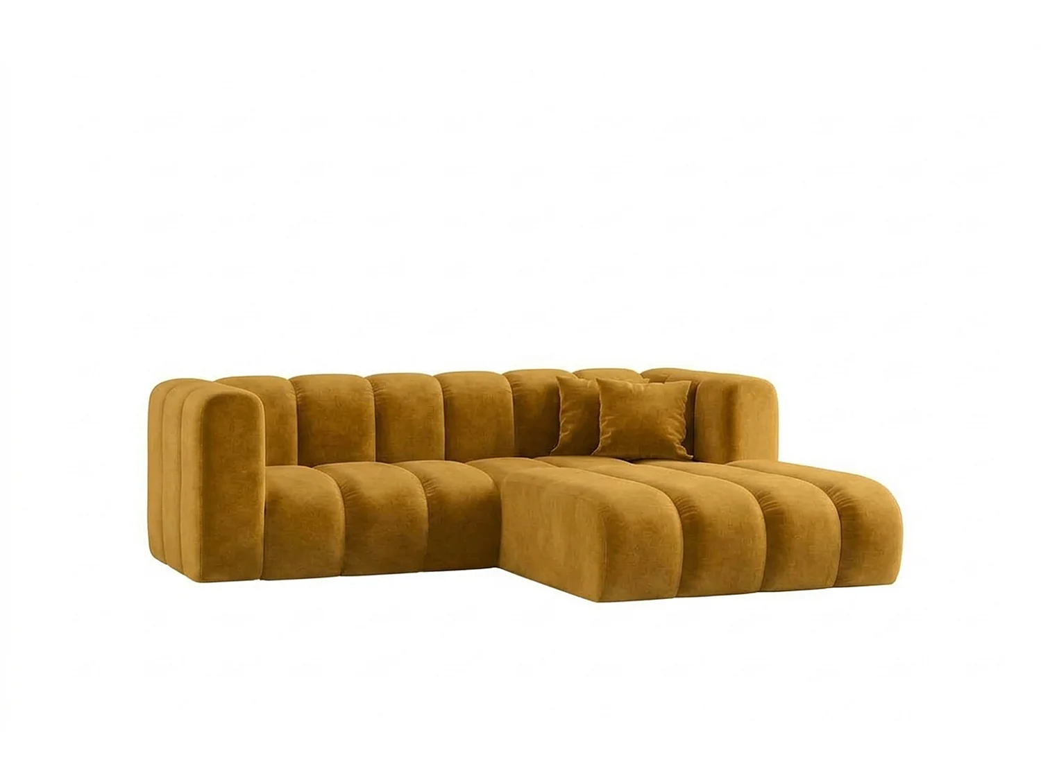 Canapé d’angle modulable en L, tissu velours Riviera, Moutarde, droite, GRAND