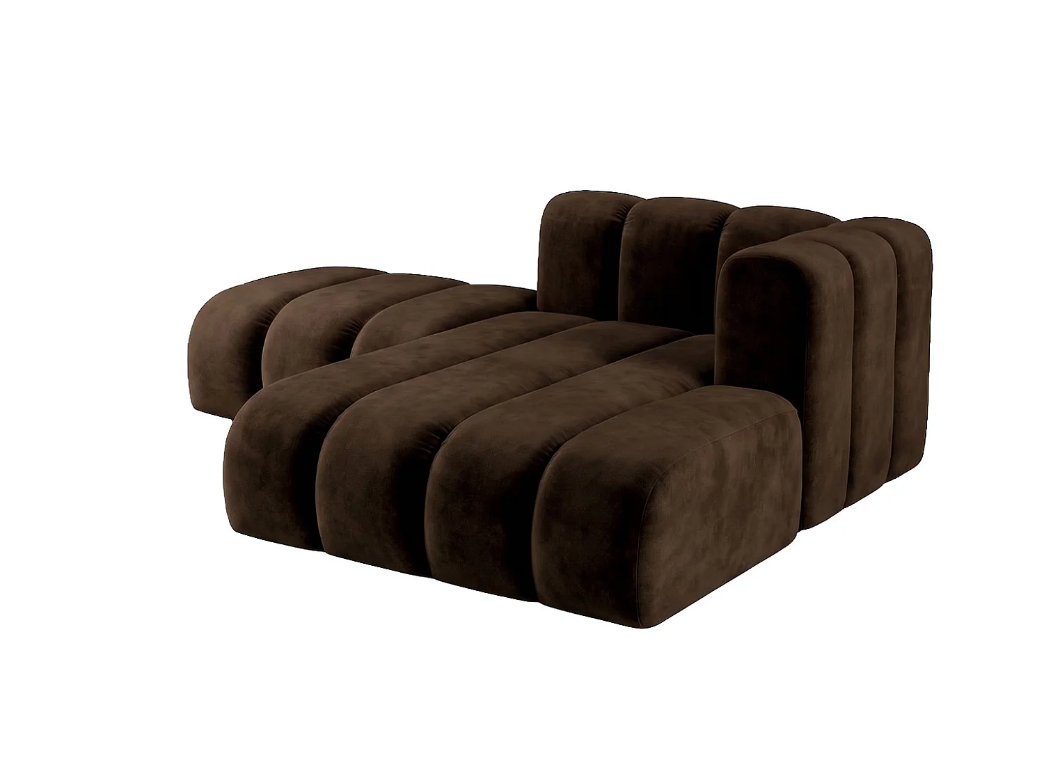 Modulare Chaiselongue mit Hocker, Velvet-Stoff Riviera, Schokolade, Rechts, GRAND