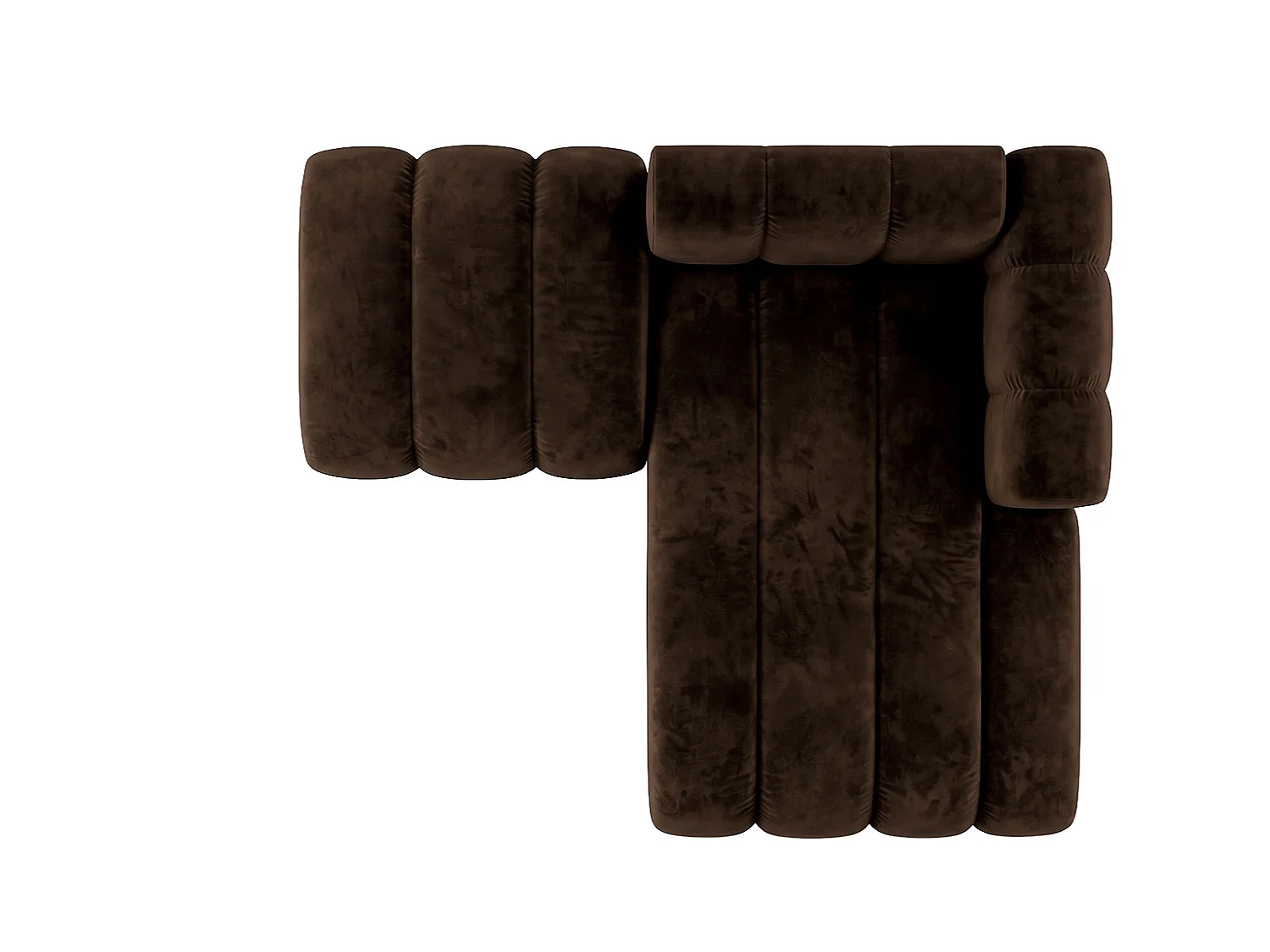 Modulare Chaiselongue mit Hocker, Velvet-Stoff Riviera, Schokolade, Rechts, GRAND