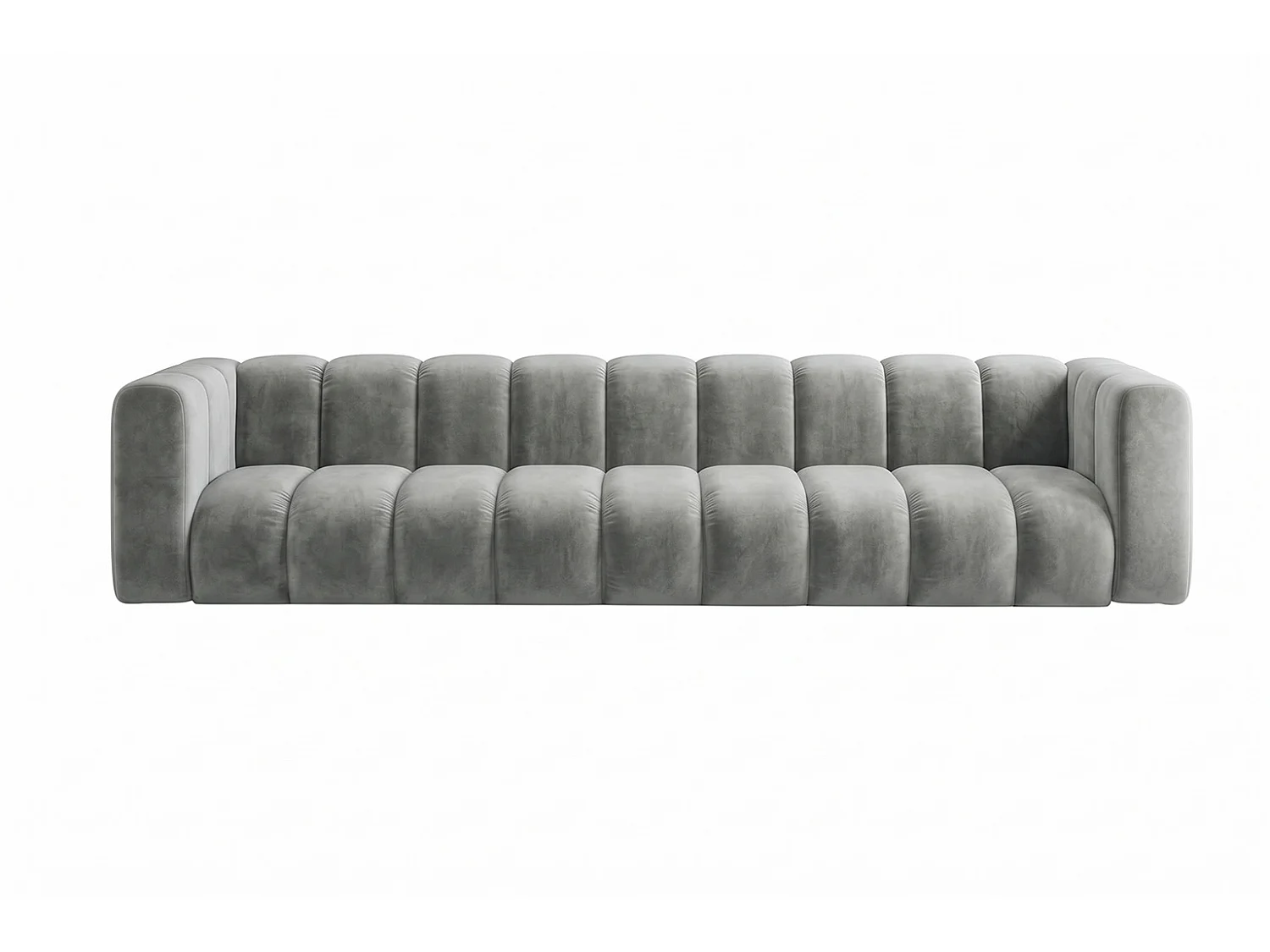 Canapé modulable 5 places, tissu velours Riviera, Gris, GRAND