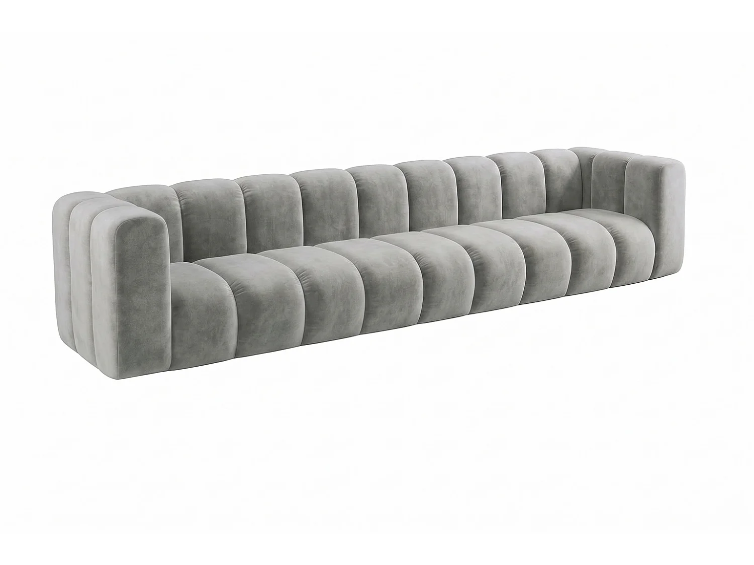 Canapé modulable 5 places, tissu velours Riviera, Gris, GRAND