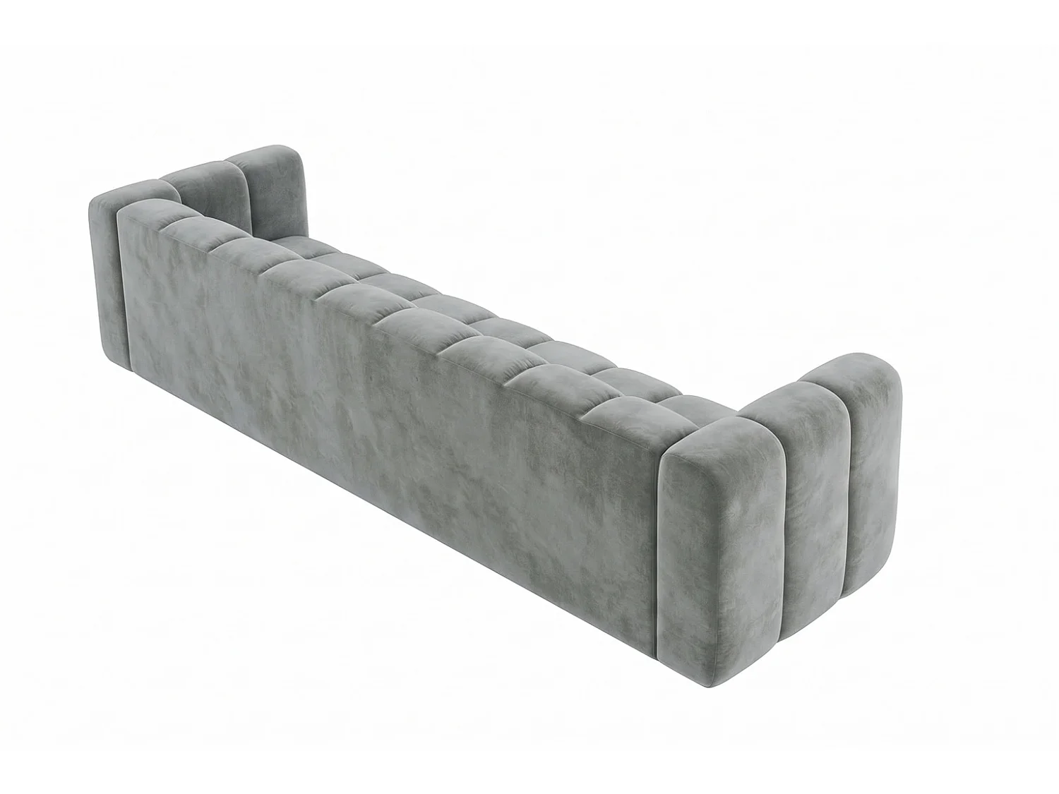 Canapé modulable 5 places, tissu velours Riviera, Gris, GRAND