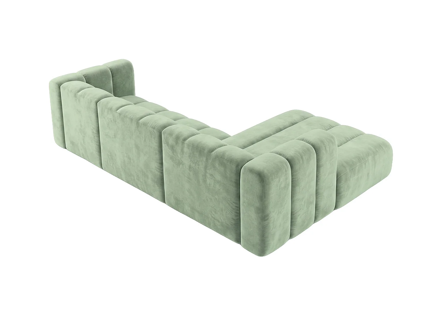 Modulaire hoekbank in L-vorm, fluwelen stof Riviera, Mintgroen, rechts, GRAND 287 cm
