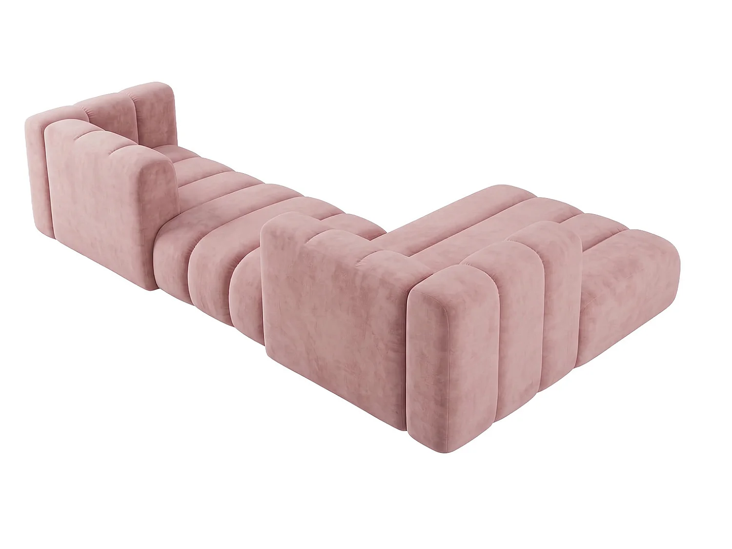 Narożnik modułowy w kształcie L, tkanina welwet Riviera, Jasnoróżowy, Prawy, GRAND 319 cm