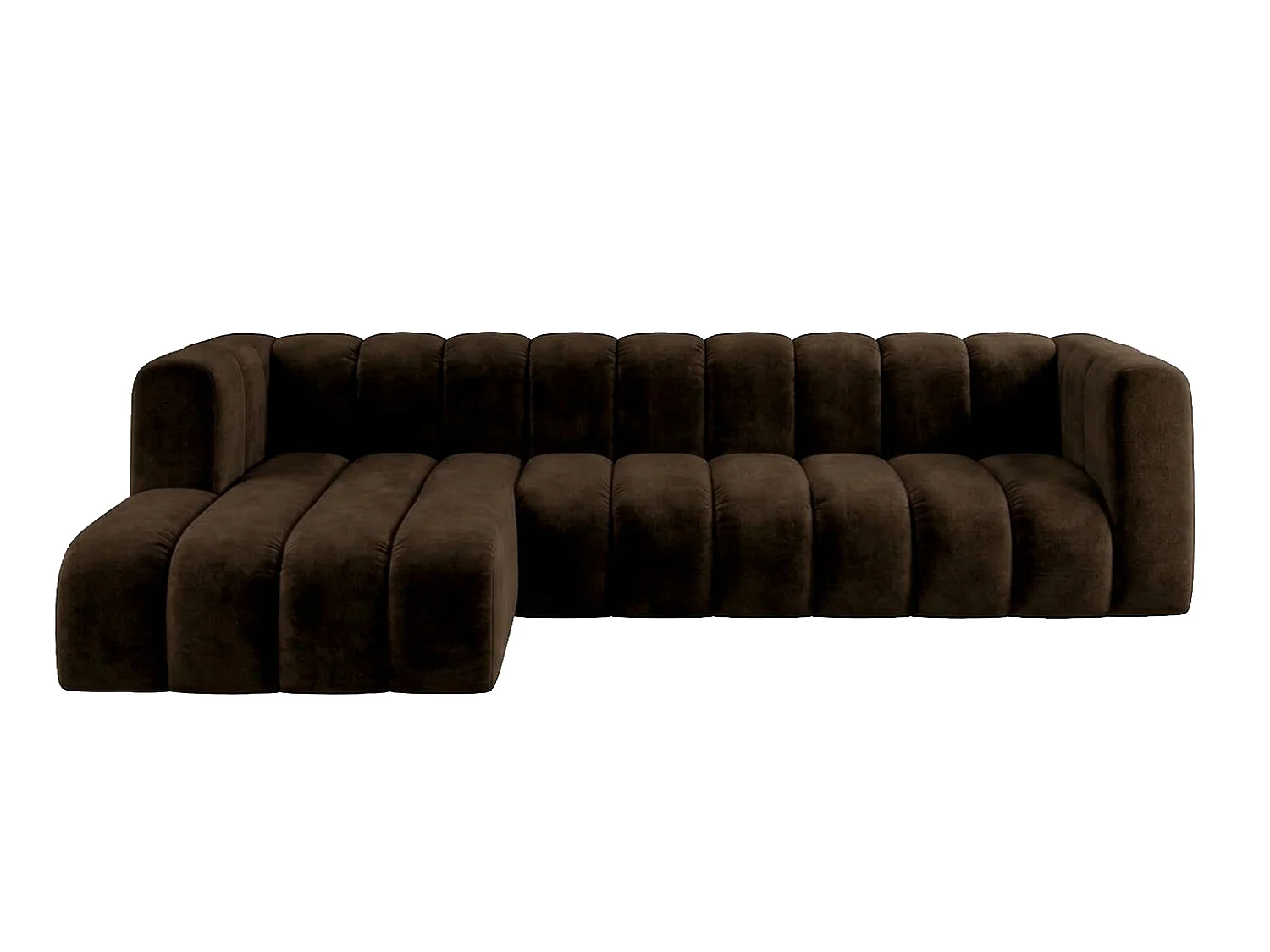 Modulares Ecksofa in L-Form, Velvet-Stoff Riviera, Schokolade, Links, GRAND 318 cm