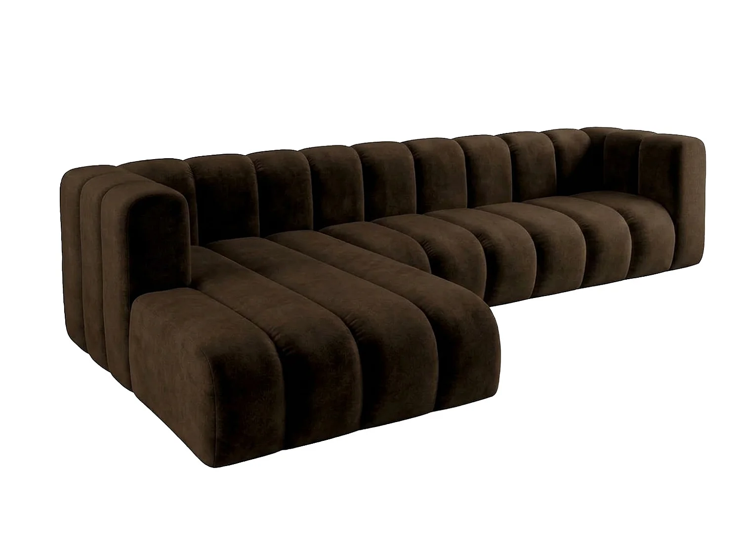 Modulares Ecksofa in L-Form, Velvet-Stoff Riviera, Schokolade, Links, GRAND 318 cm