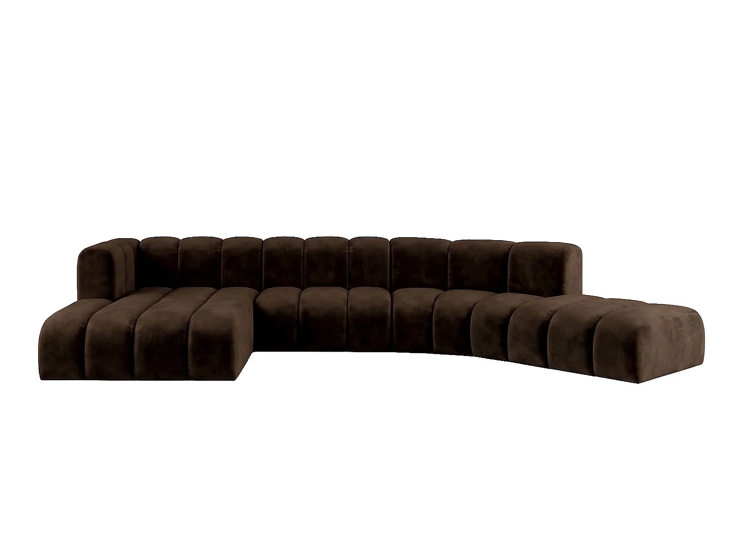 Modulares Ecksofa in L-Form, Velvet-Stoff Riviera, Schokolade, Links, GRAND Round
