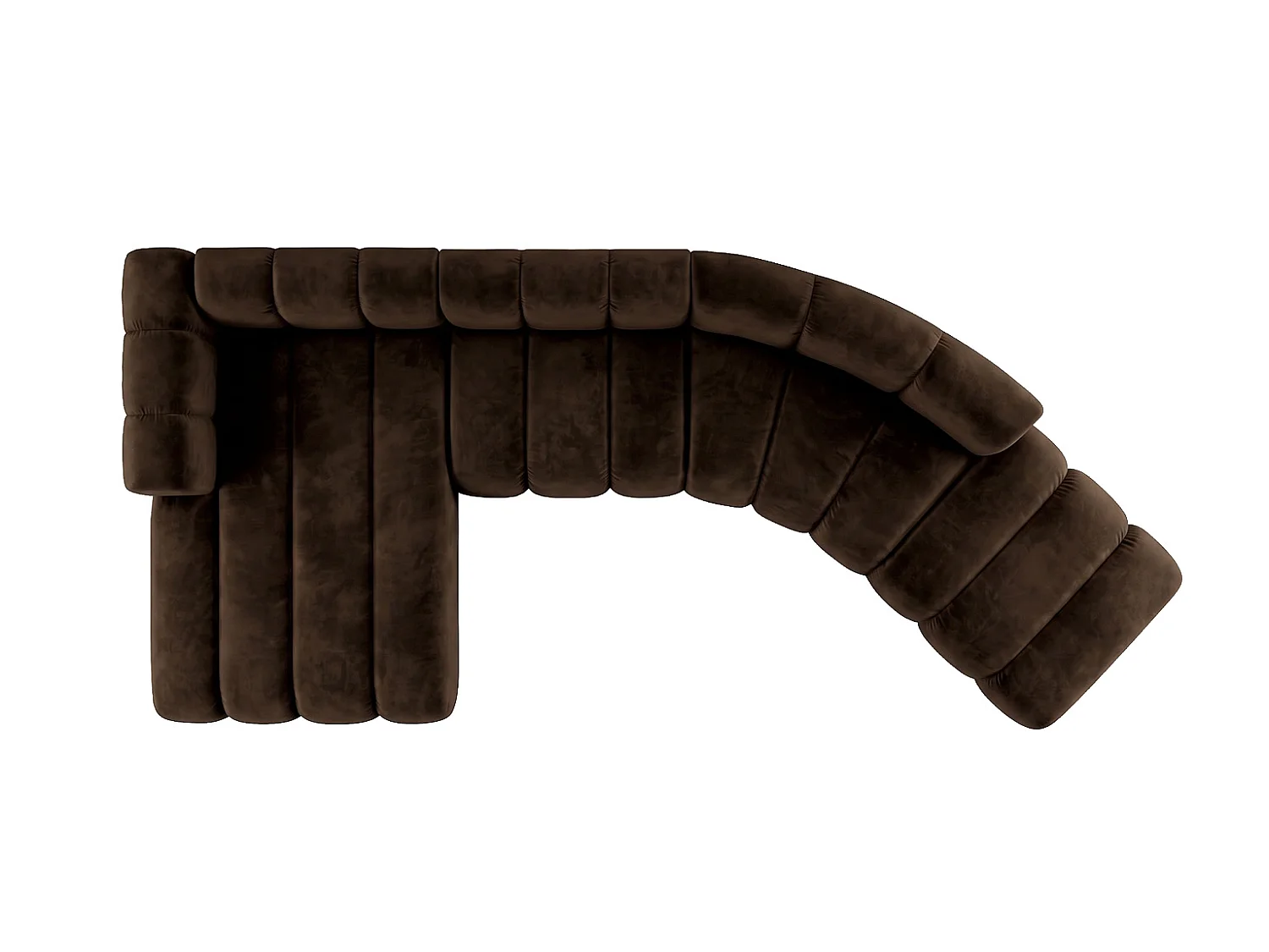 Modulares Ecksofa in L-Form, Velvet-Stoff Riviera, Schokolade, Links, GRAND Round