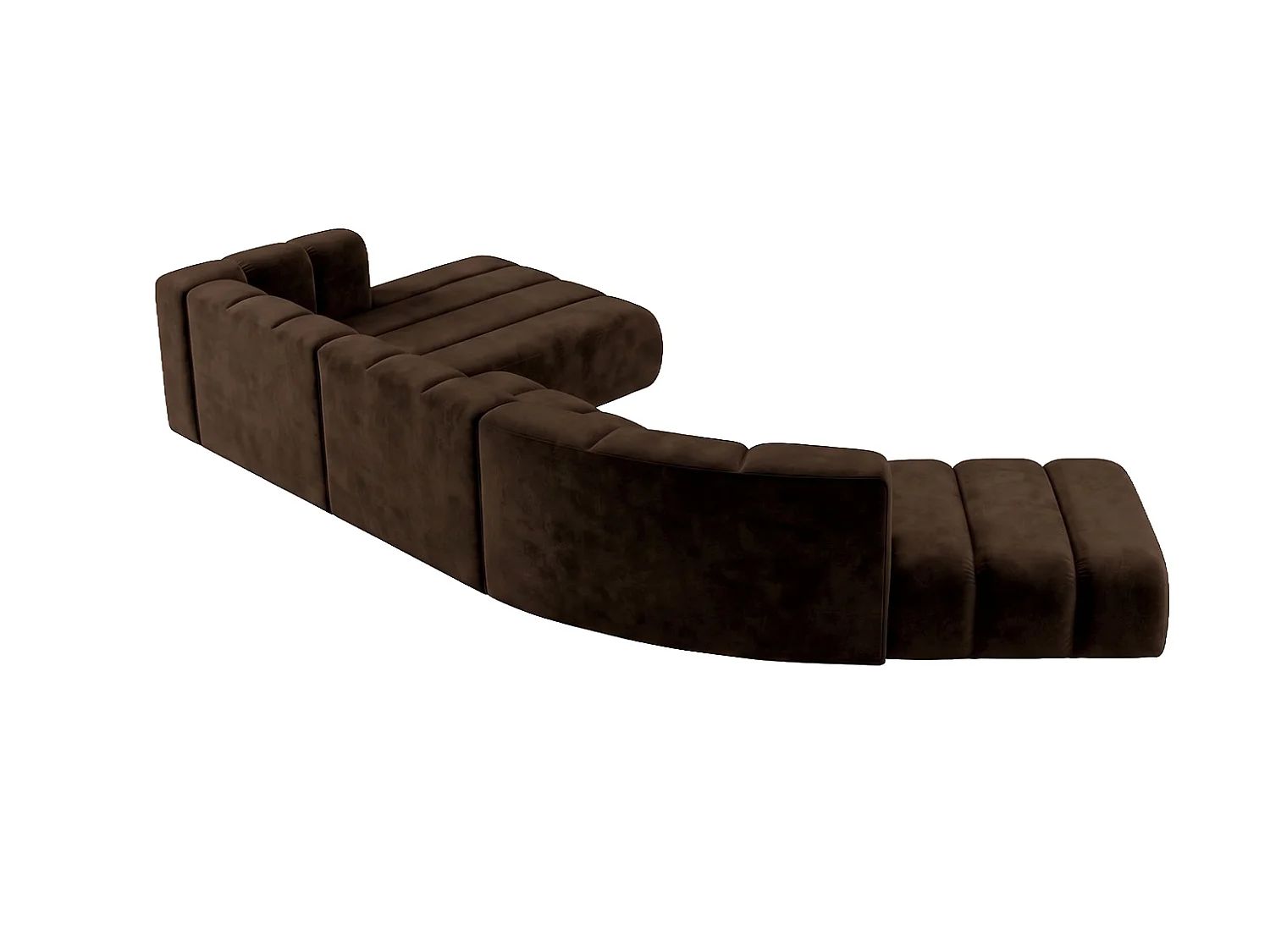 Modulares Ecksofa in L-Form, Velvet-Stoff Riviera, Schokolade, Links, GRAND Round