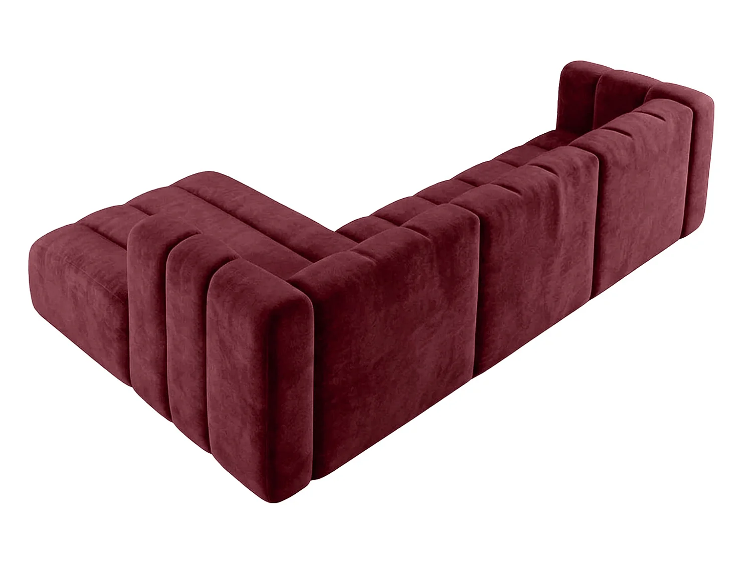 Canapé d’angle modulable en L, tissu velours Riviera, Bordeaux, gauche, GRAND 318 cm